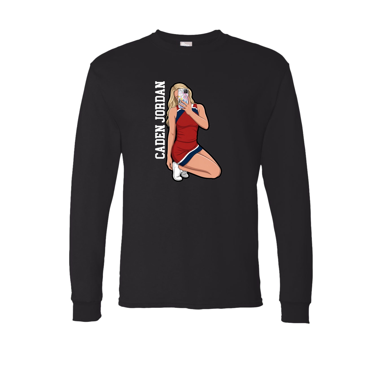 Long Sleeve Tee — Name Vertical in Black