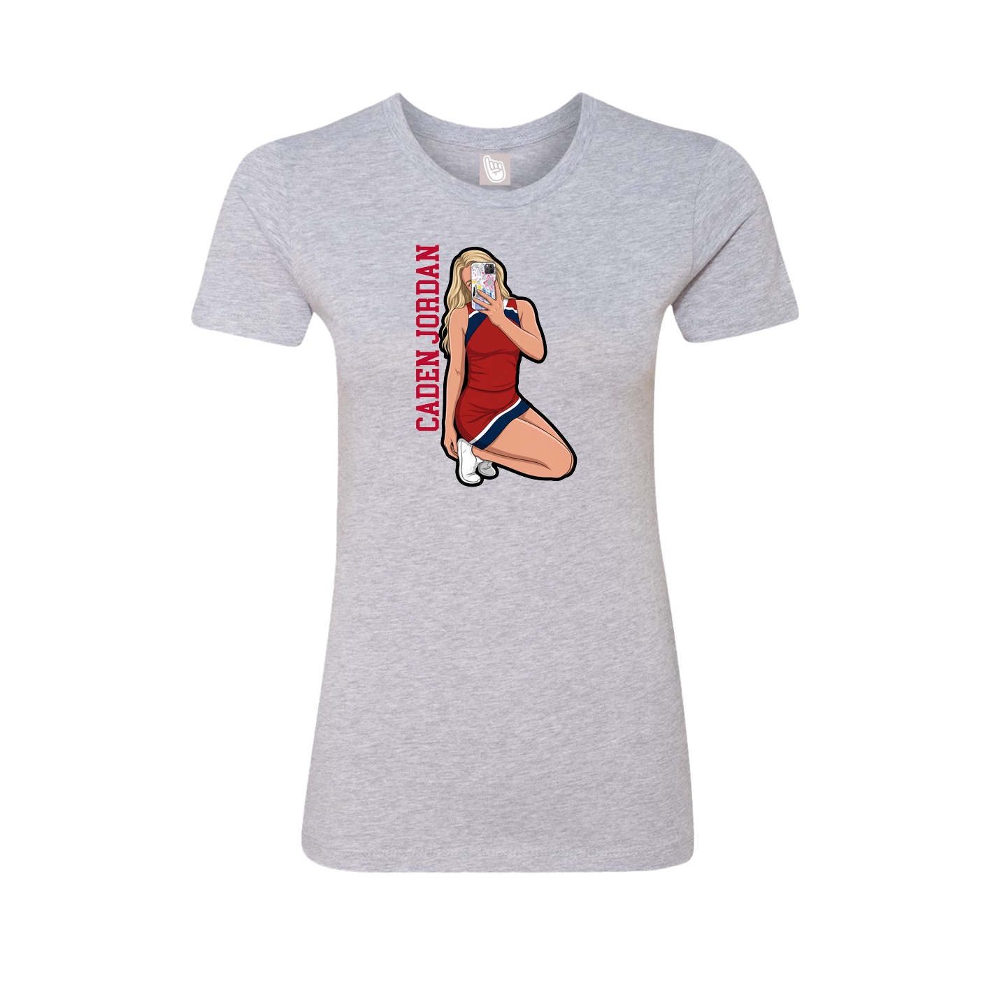 Fitted Women's Tee — Name Vertical in Grey