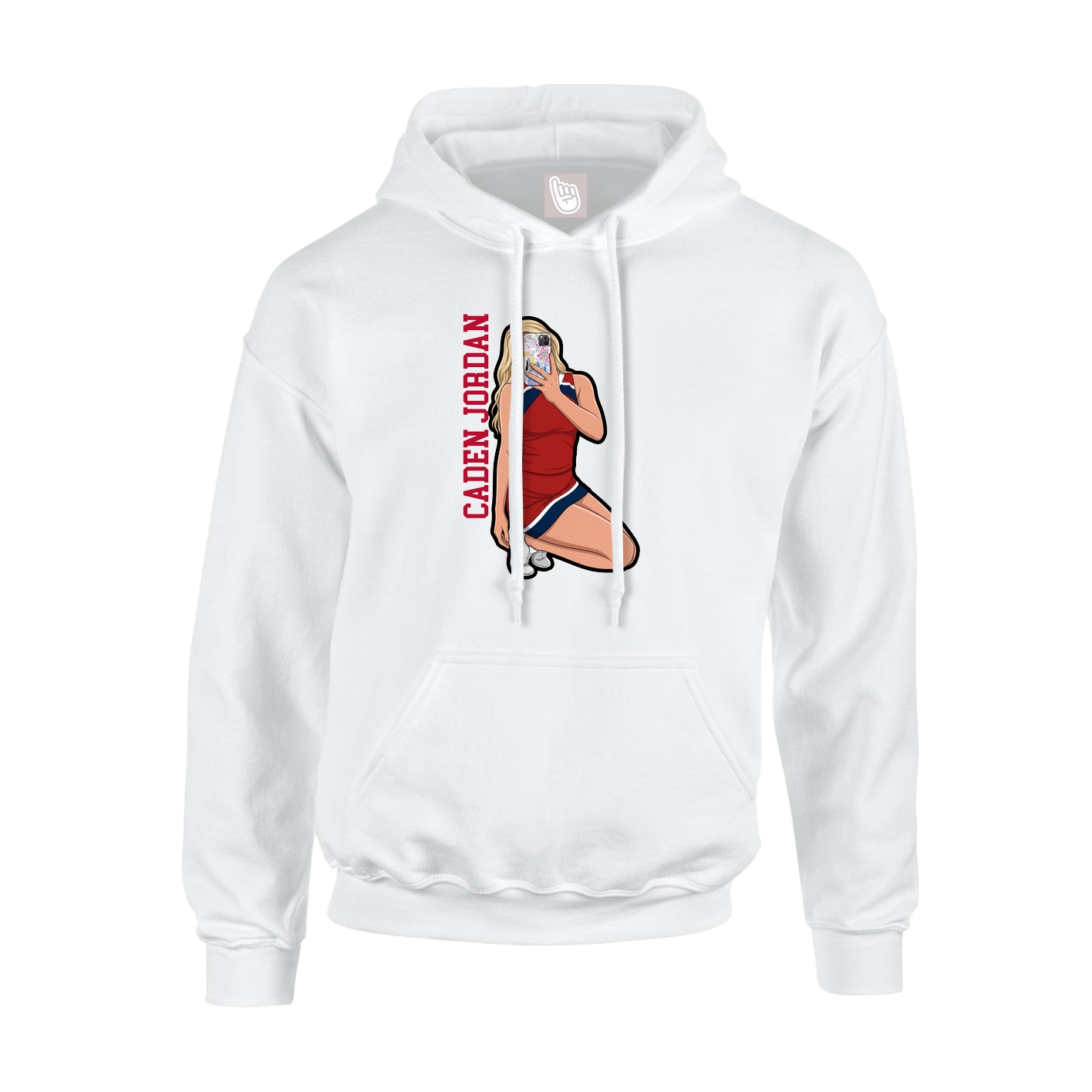 Youth Hoodie — Name Vertical in White