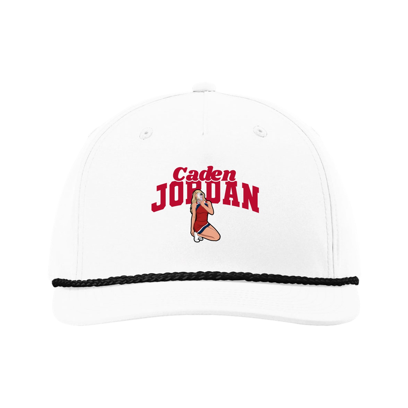 Five-Panel Classic Rope Cap — Signature Arch in White