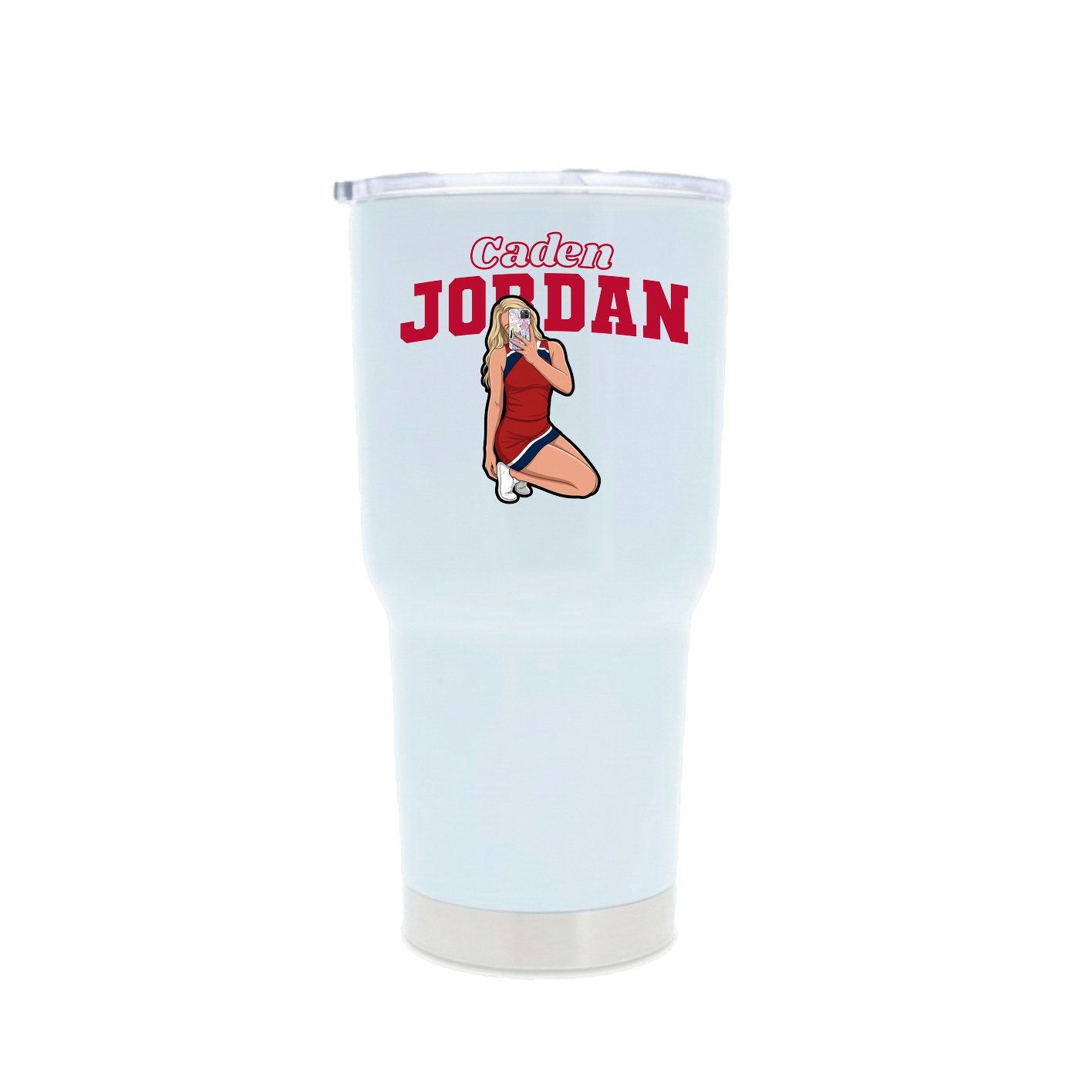 30oz Stainless Steel Tumbler — Name Arch in White