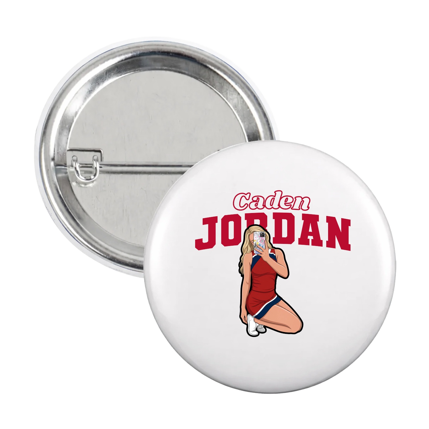 Game Day Button — Name Arch in White