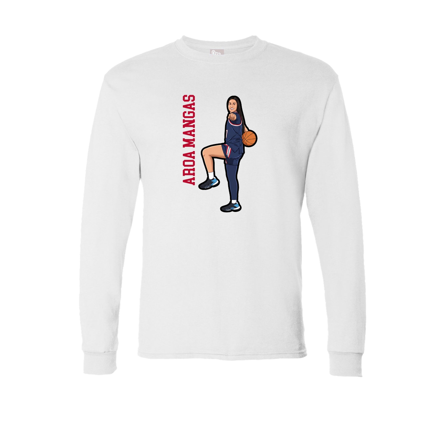 Long Sleeve Tee — Name Vertical in White