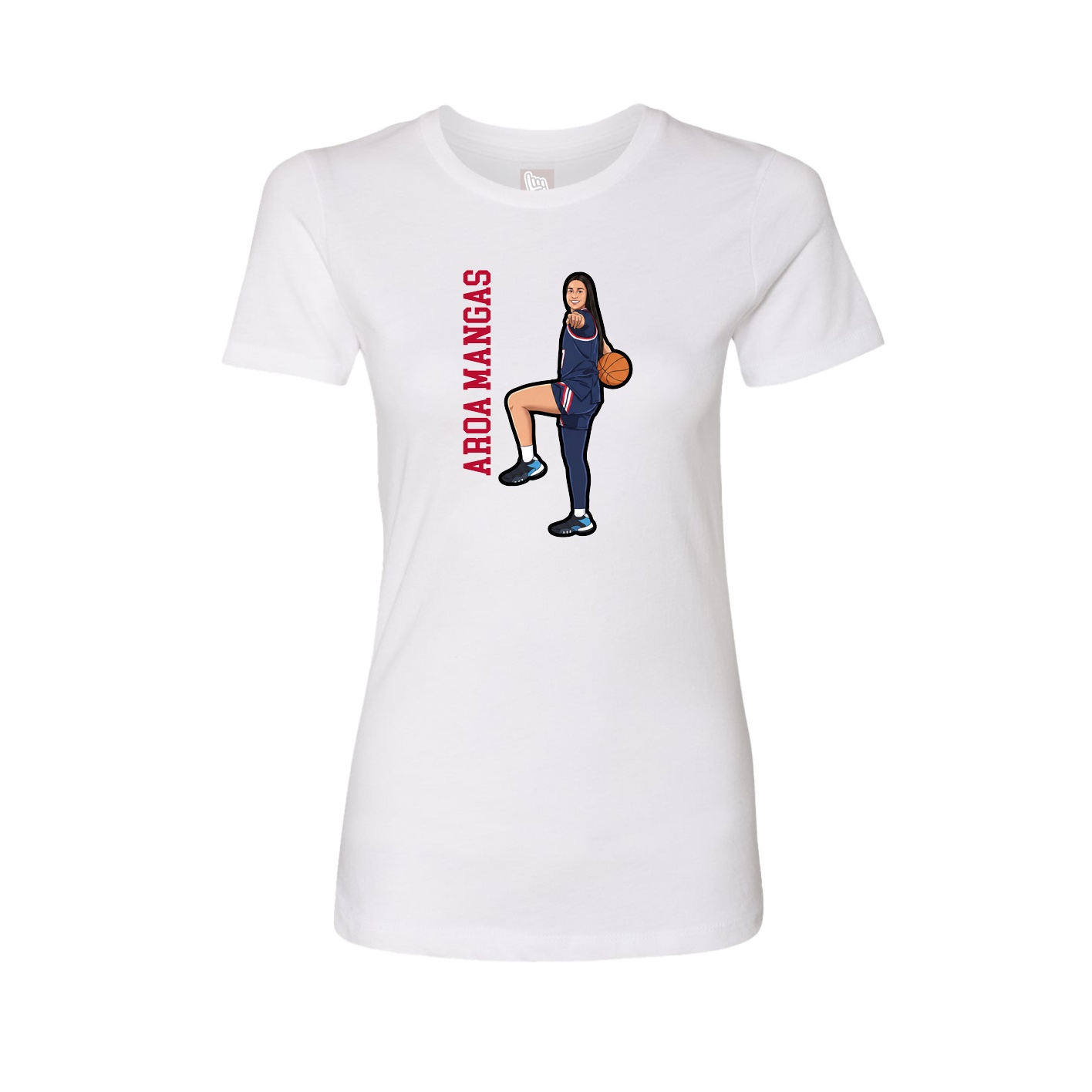 Fitted Women's Tee — Name Vertical in White