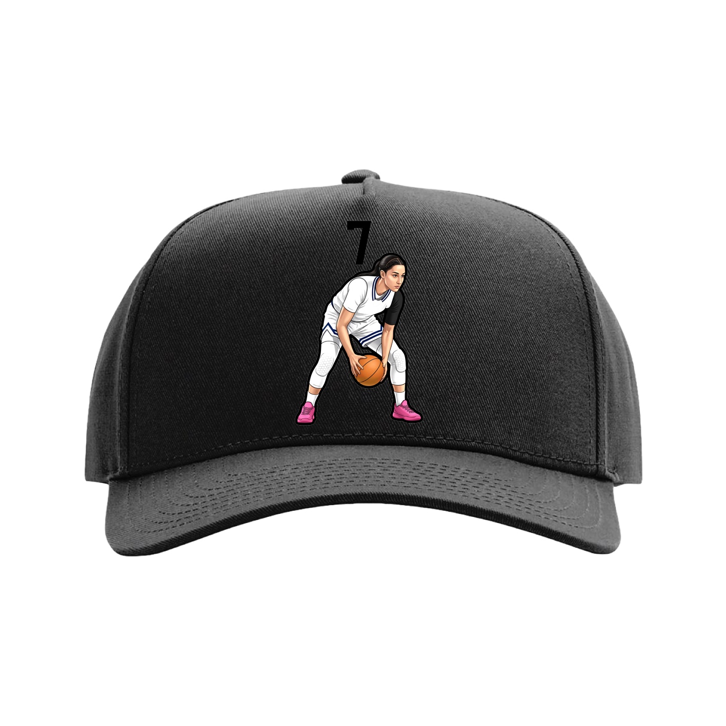 Full Fabric Five-Panel Champ Cap — Number Top in Black