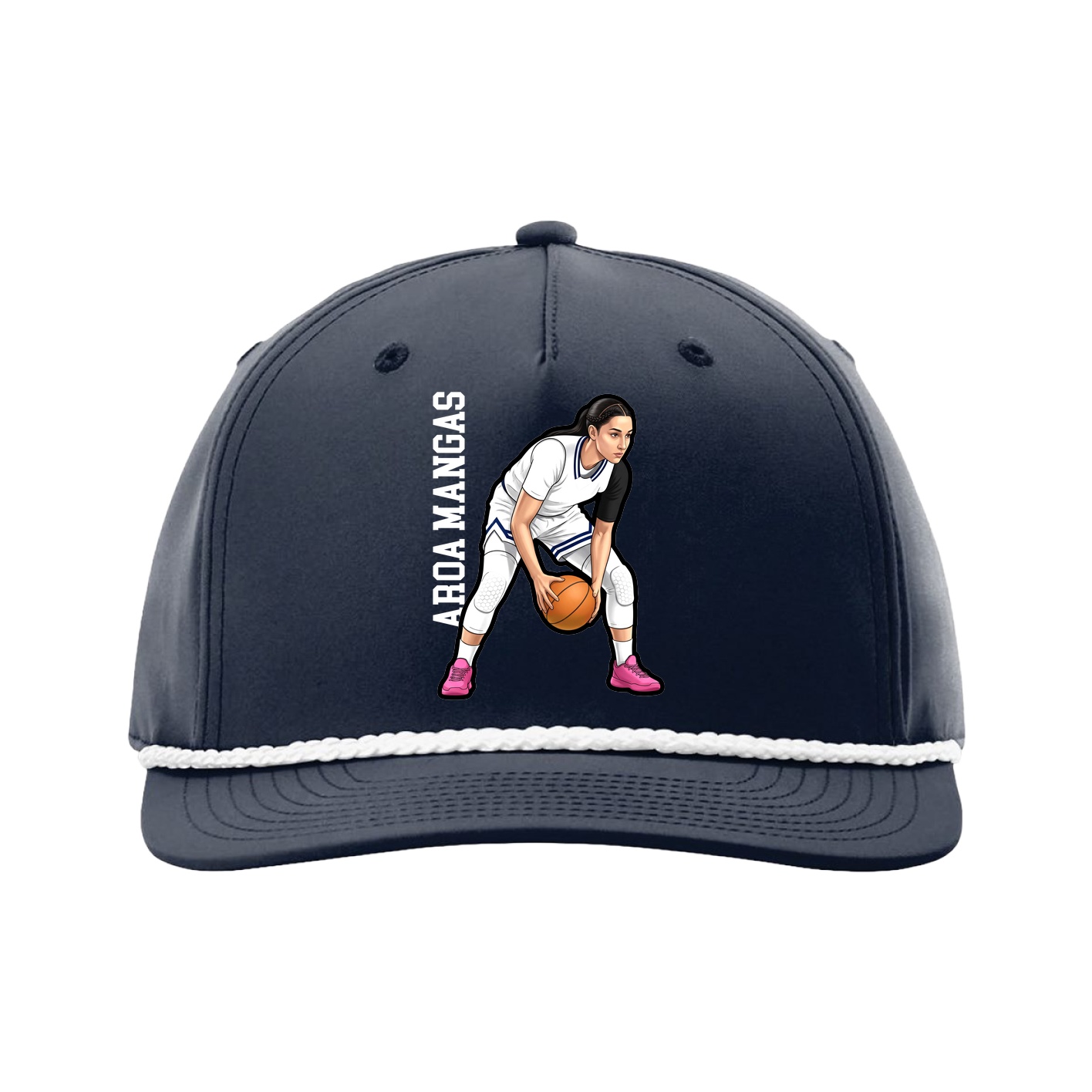 Five-Panel Classic Rope Cap — Name Vertical in Navy