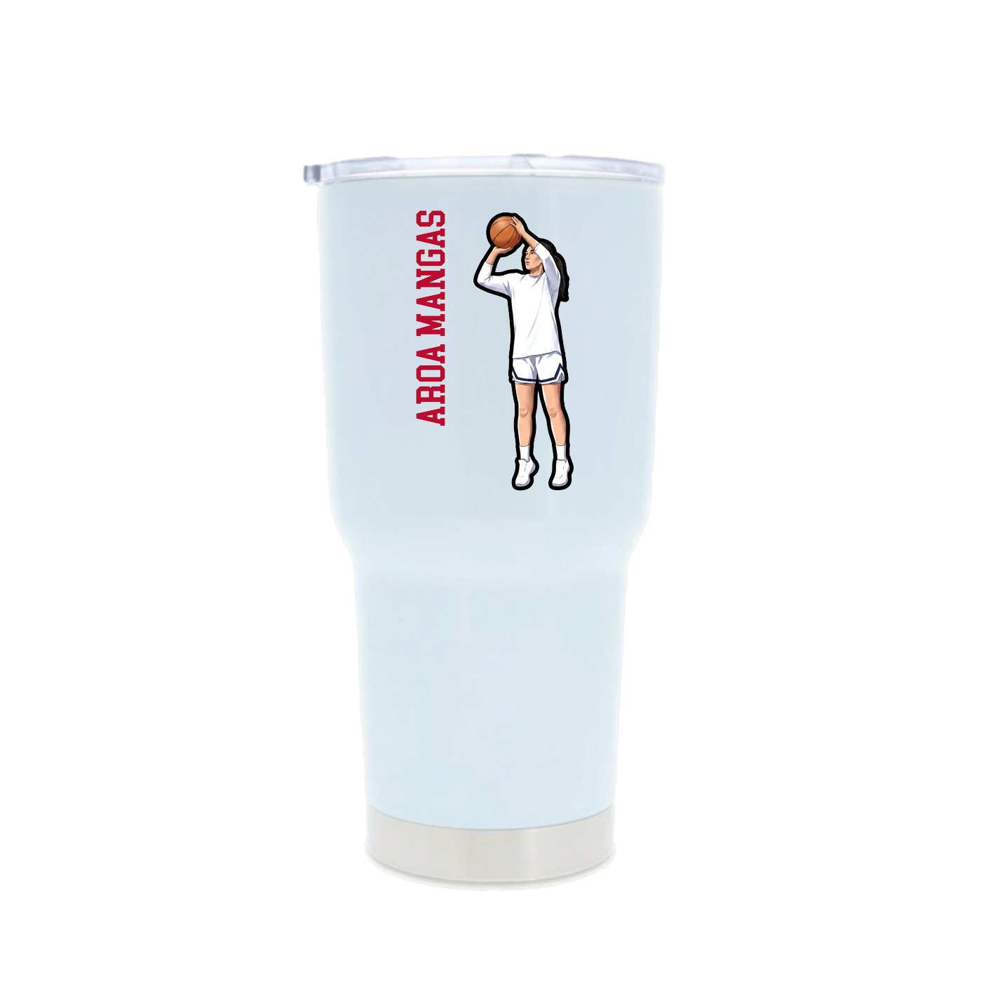30oz Stainless Steel Tumbler — Name Vertical in White