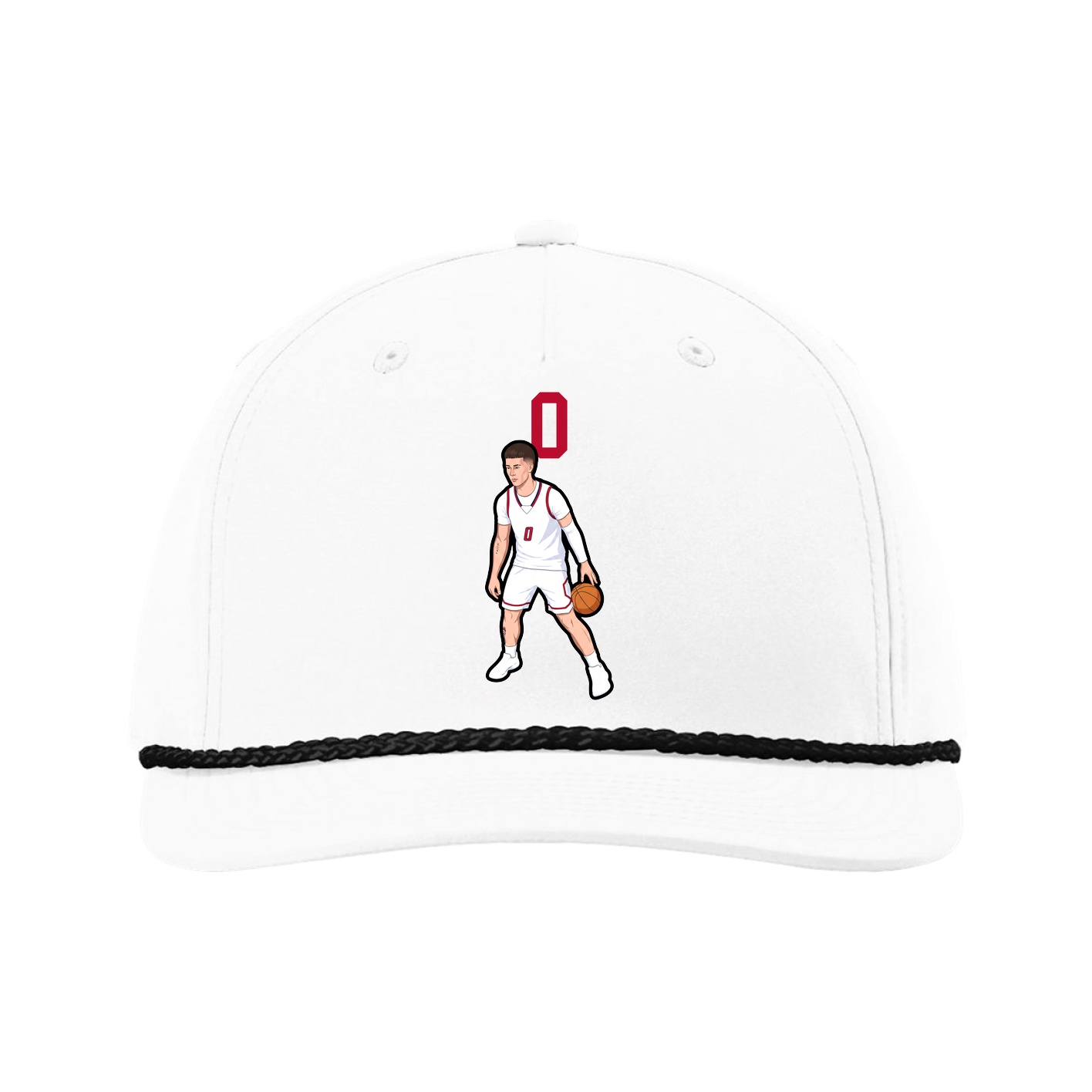Five-Panel Classic Rope Cap — Number Top in White