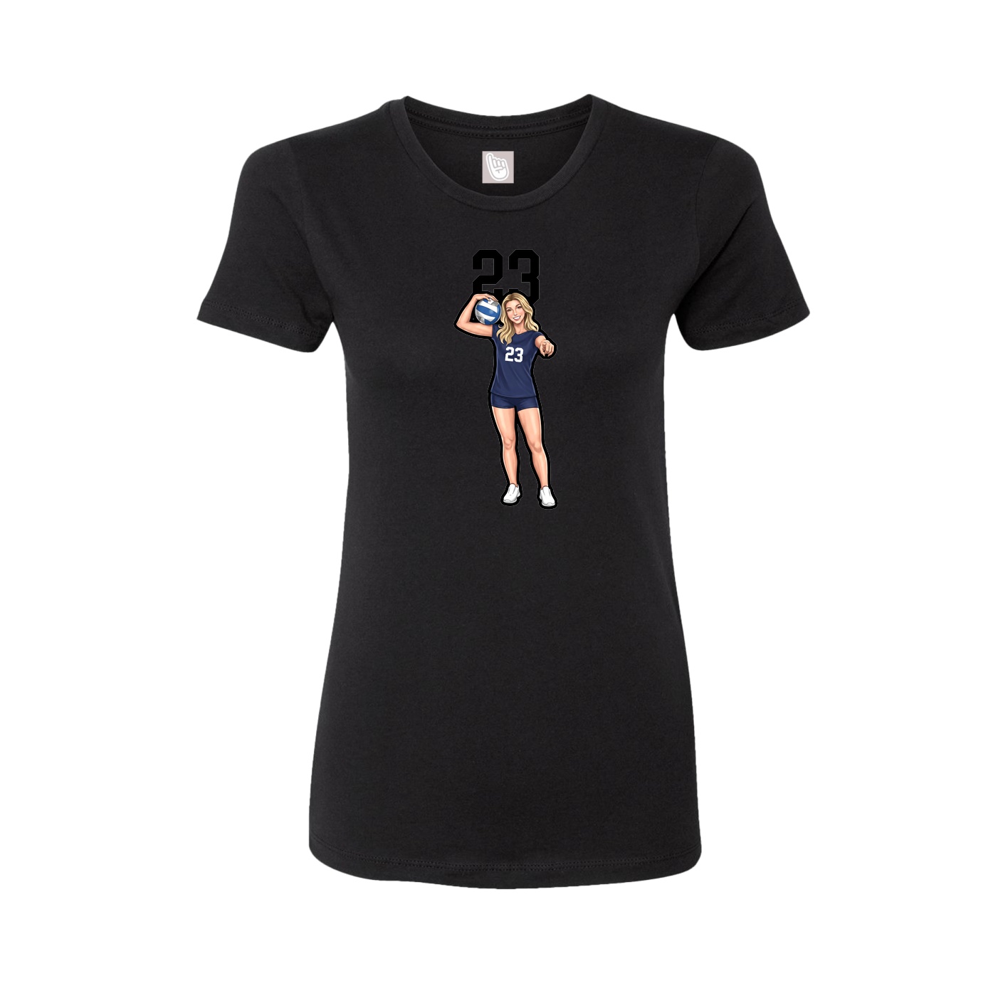 Fitted Women's Tee — Number Top in Black