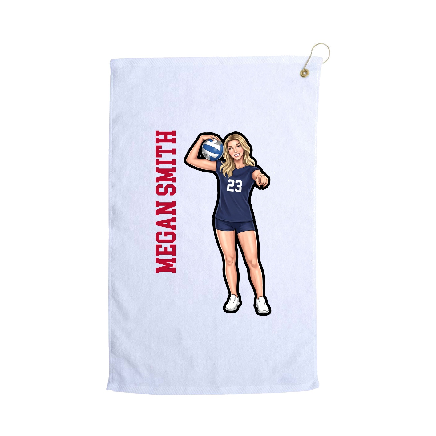 Golf Towel — Name Vertical in White