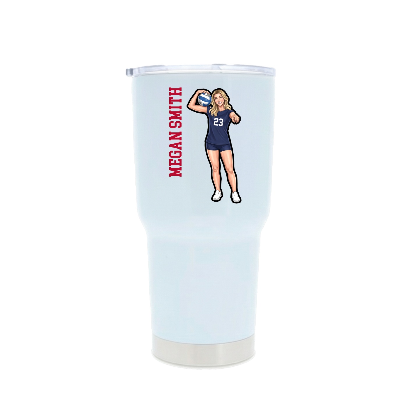 30oz Stainless Steel Tumbler — Name Vertical in White