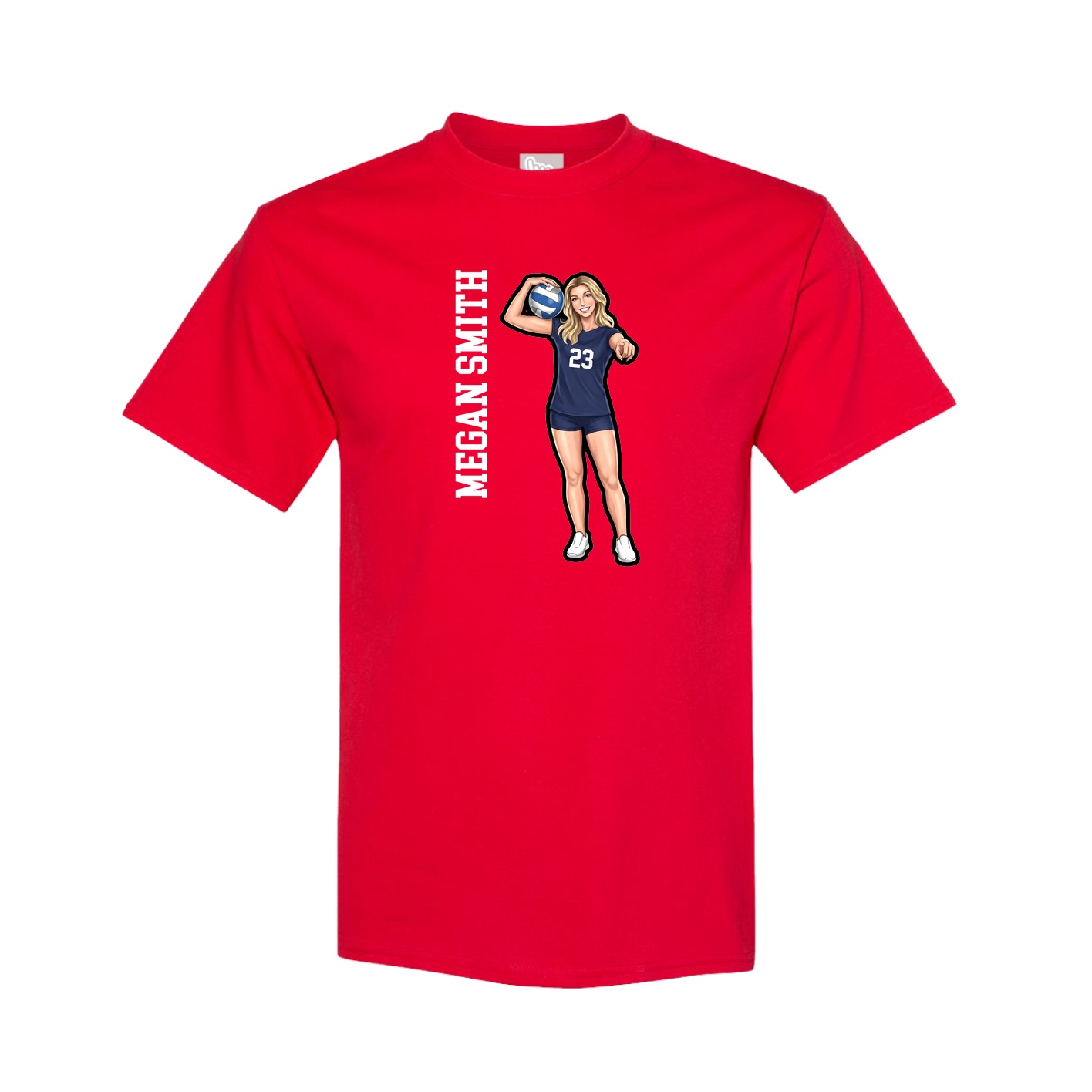 Youth Tee — Name Vertical in Red