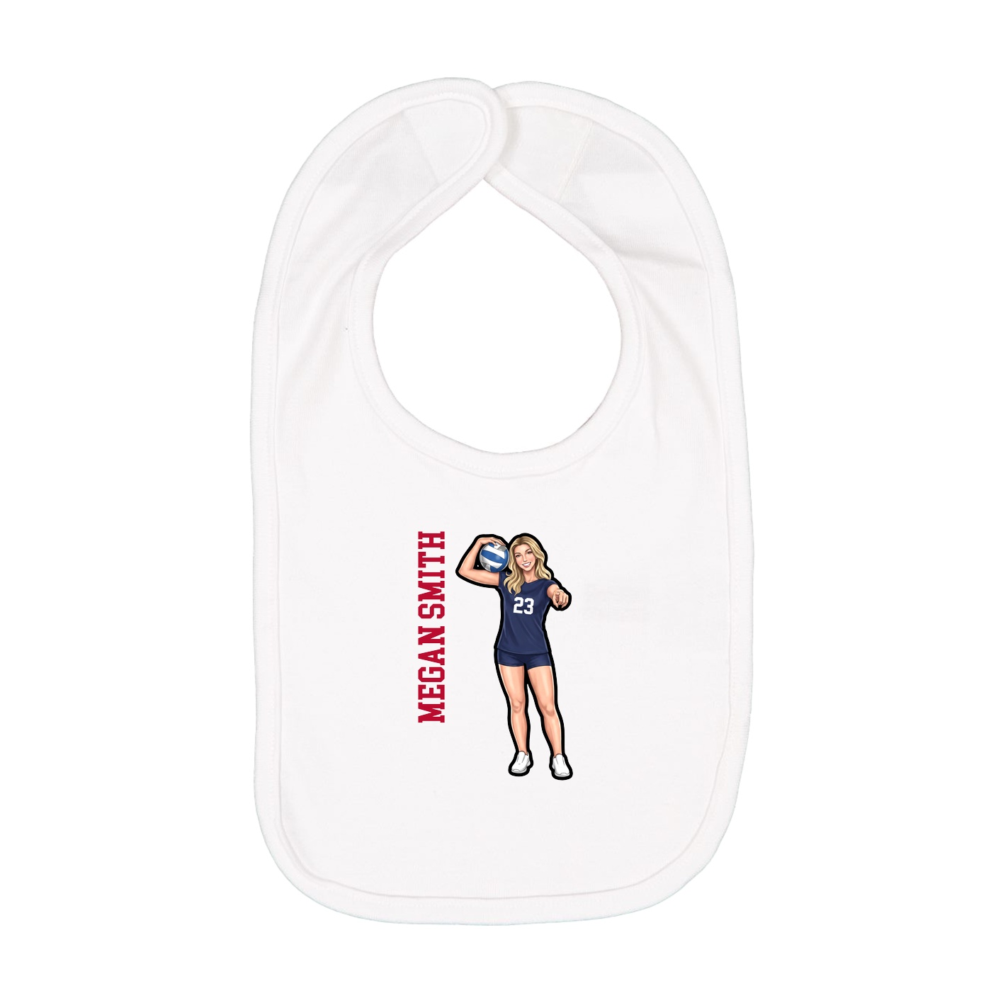 Infant Bib — Name Vertical in White