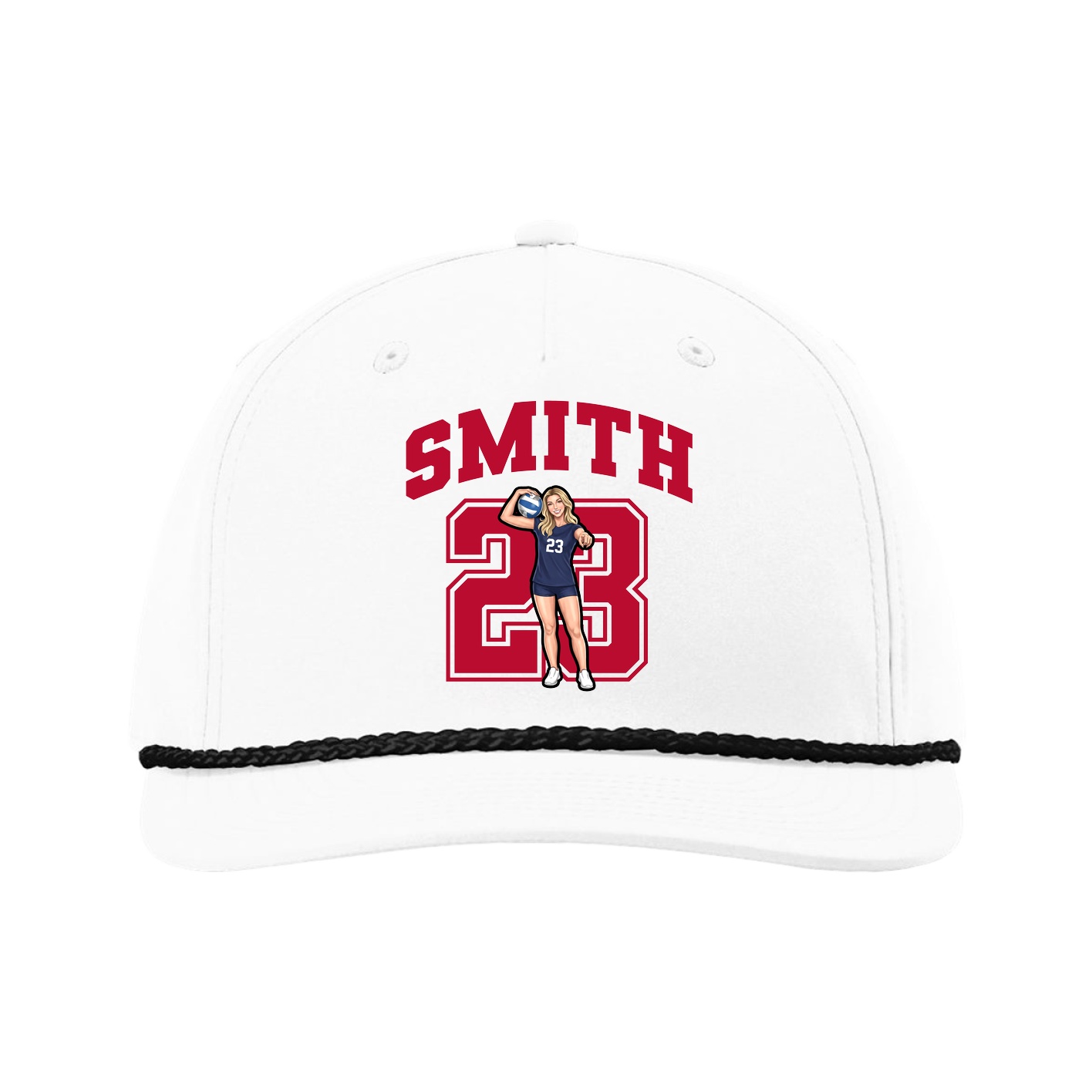 Five-Panel Classic Rope Cap — Number in White