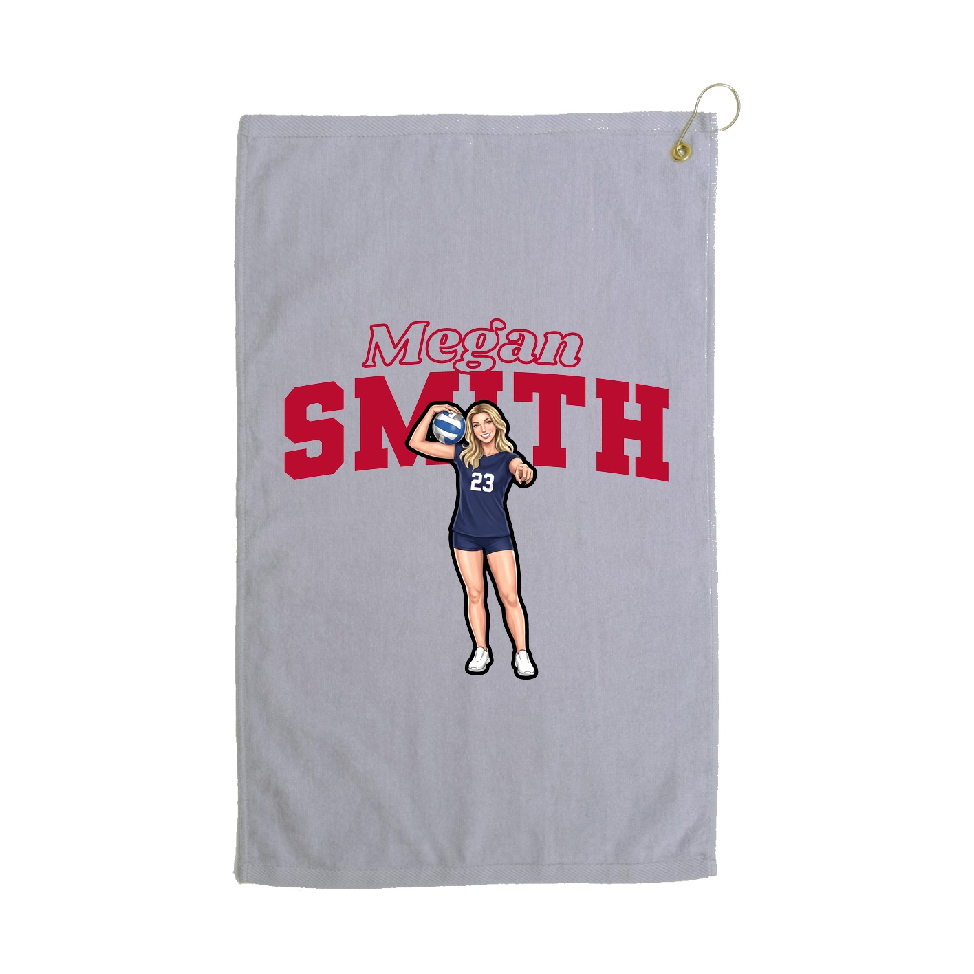 Golf Towel — Name Arch in Grey