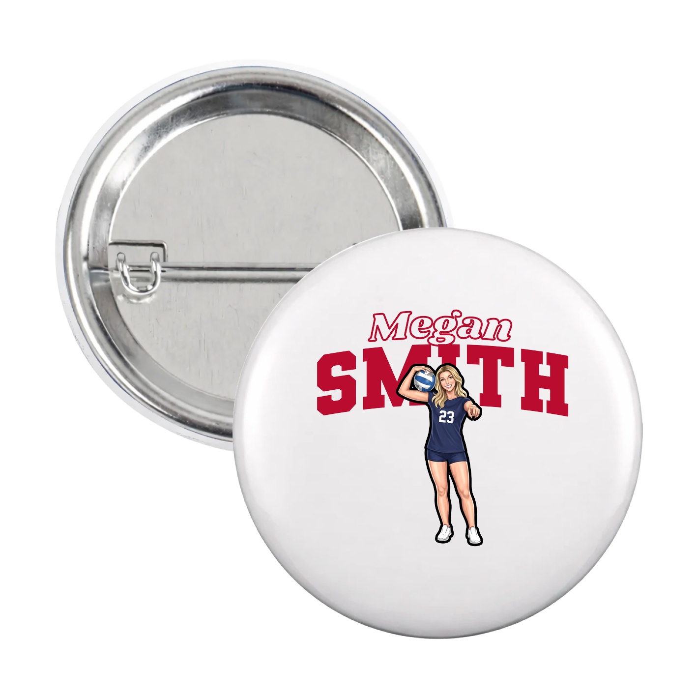 Game Day Button — Name Arch in White