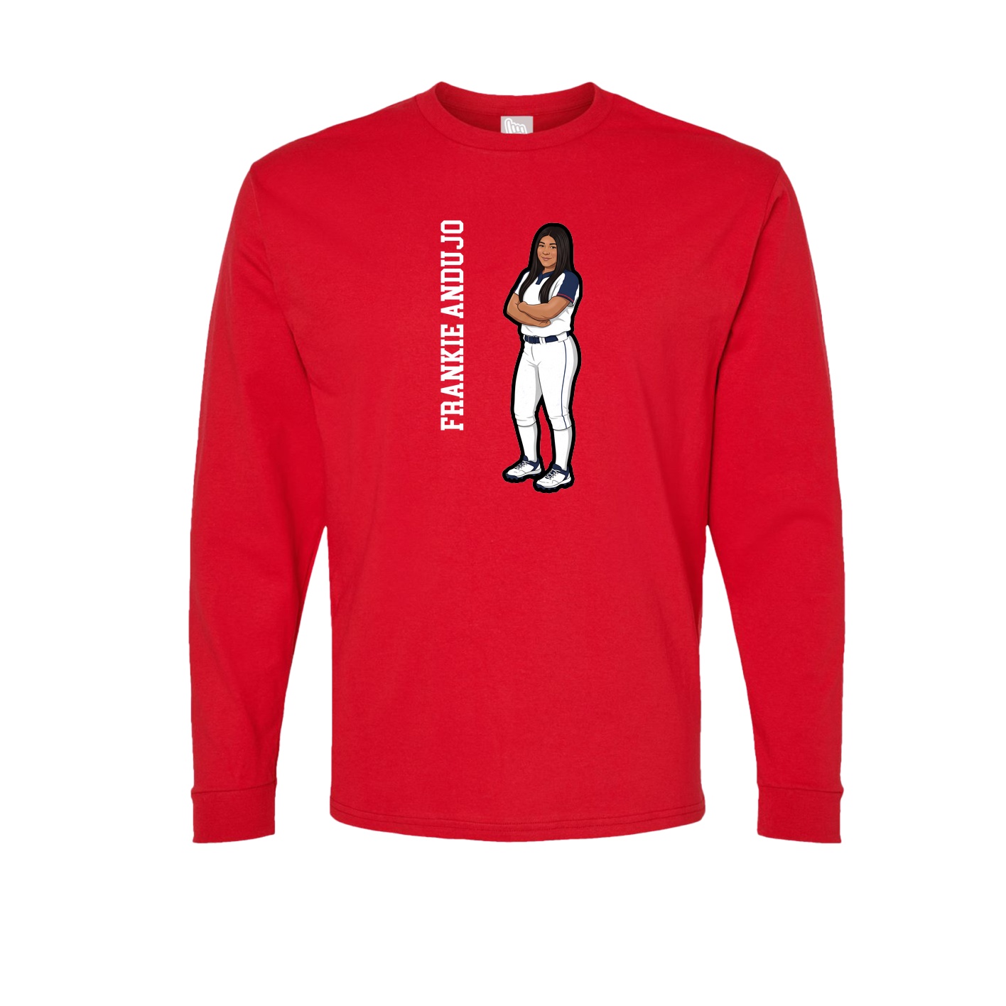 Long Sleeve Tee — Name Vertical in Red