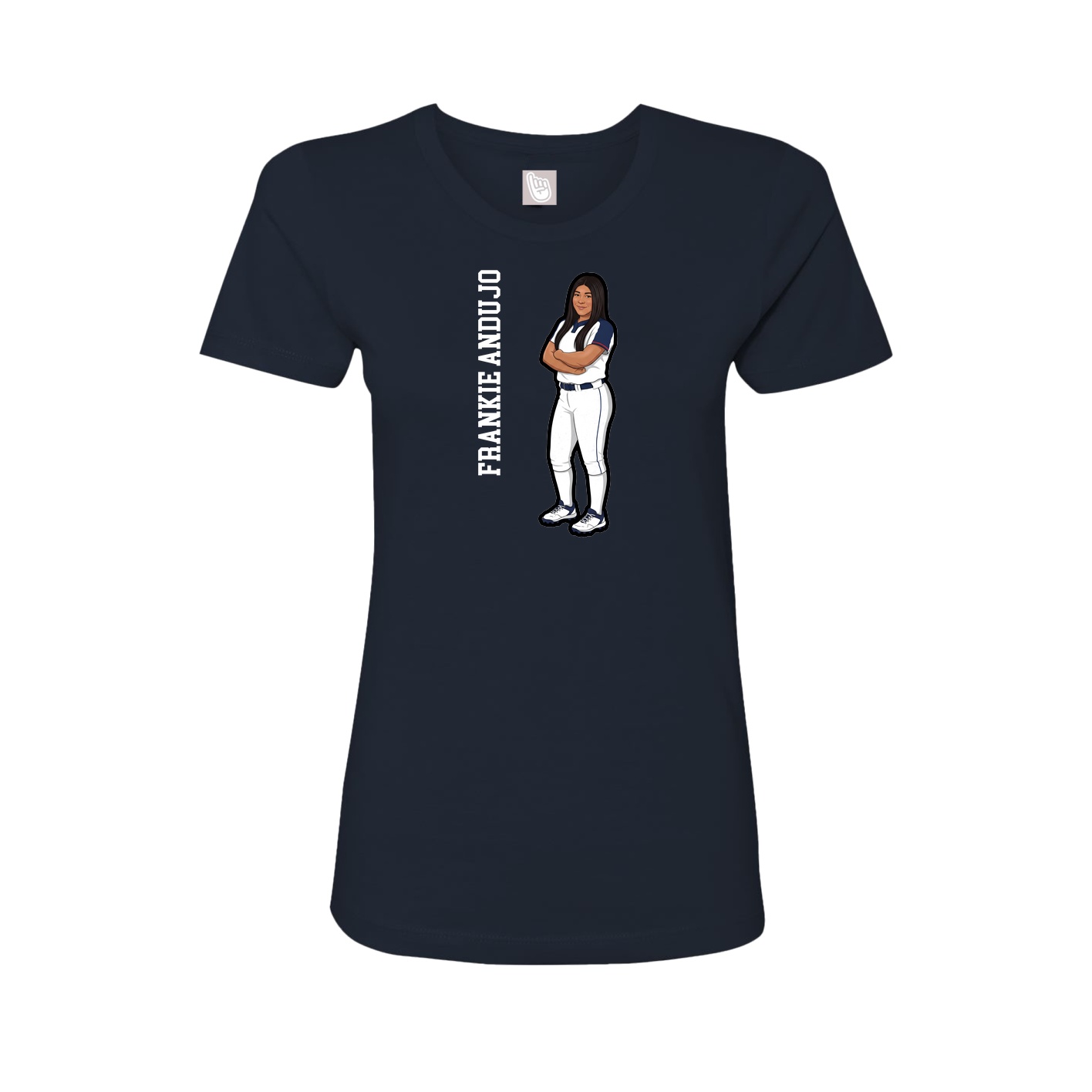 Fitted Women's Tee — Name Vertical in Navy