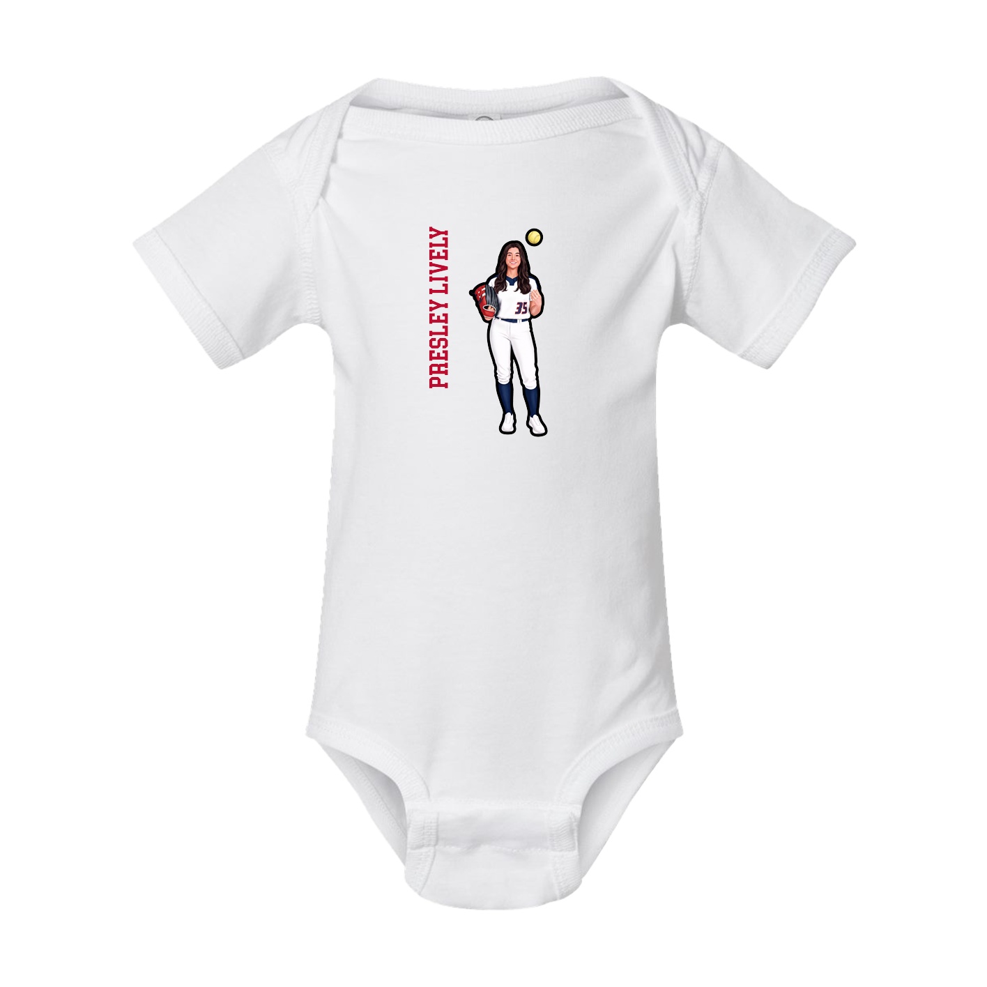 Baby Onesie — Name Vertical in White