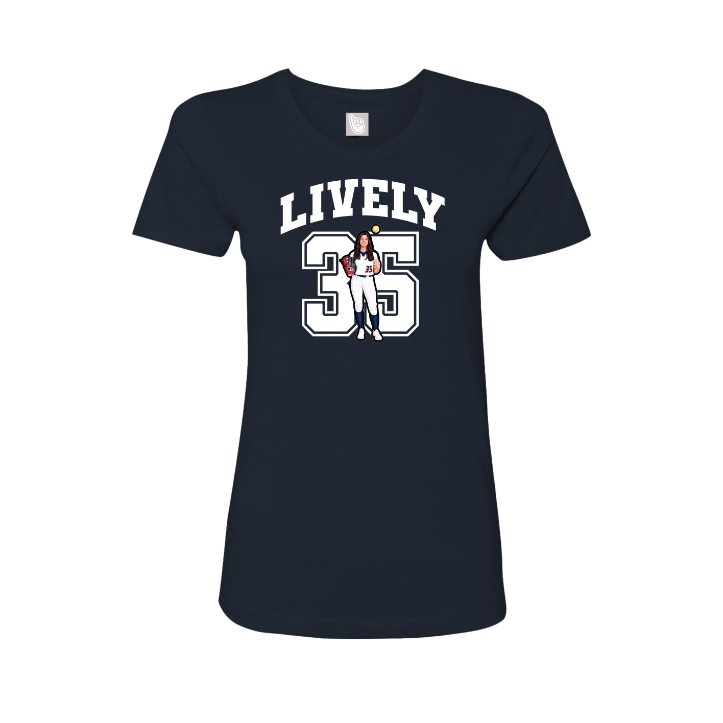 Fitted Women's Tee — Number in Navy
