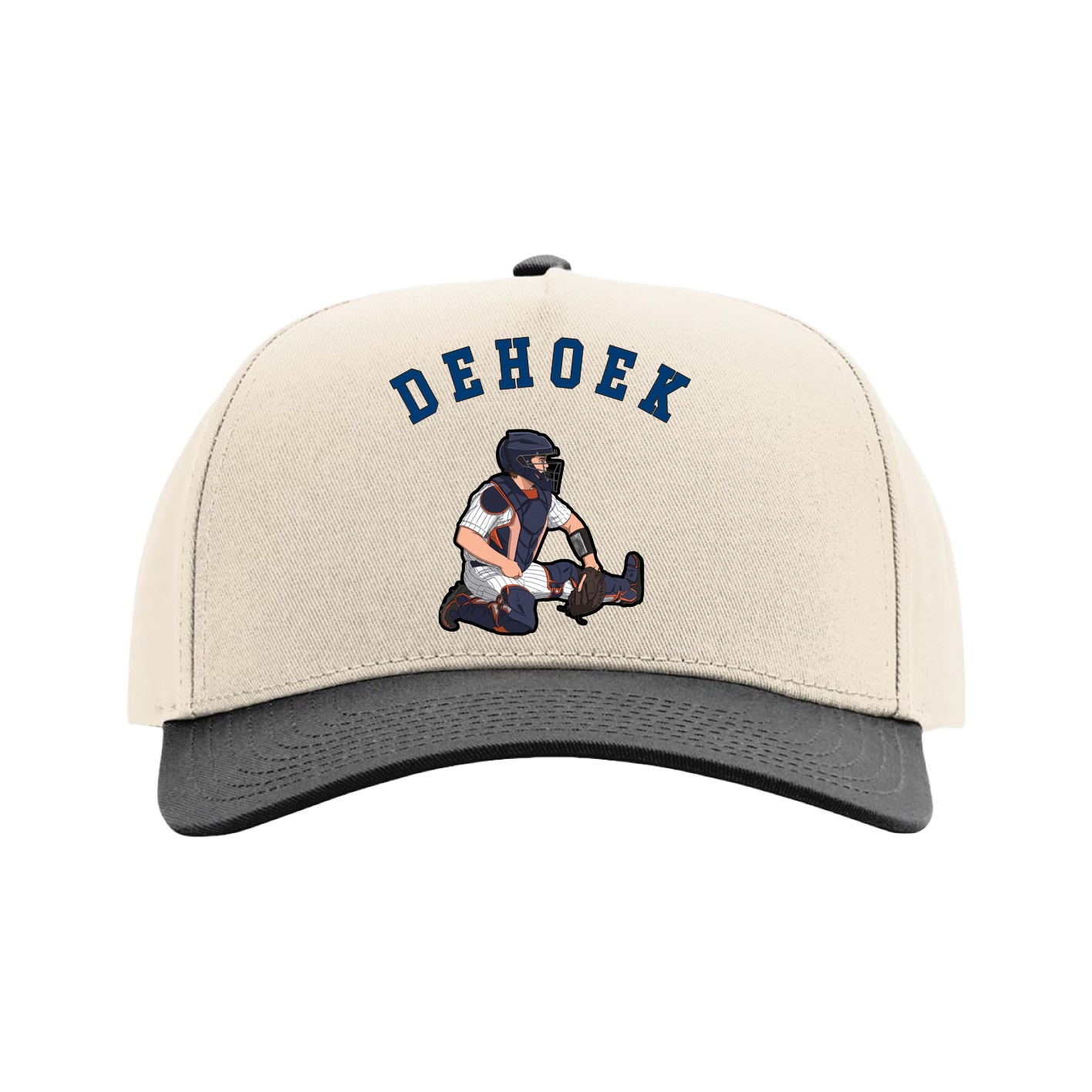 Full Fabric Five-Panel Champ Cap — Shirsey Arch in Cream/Black