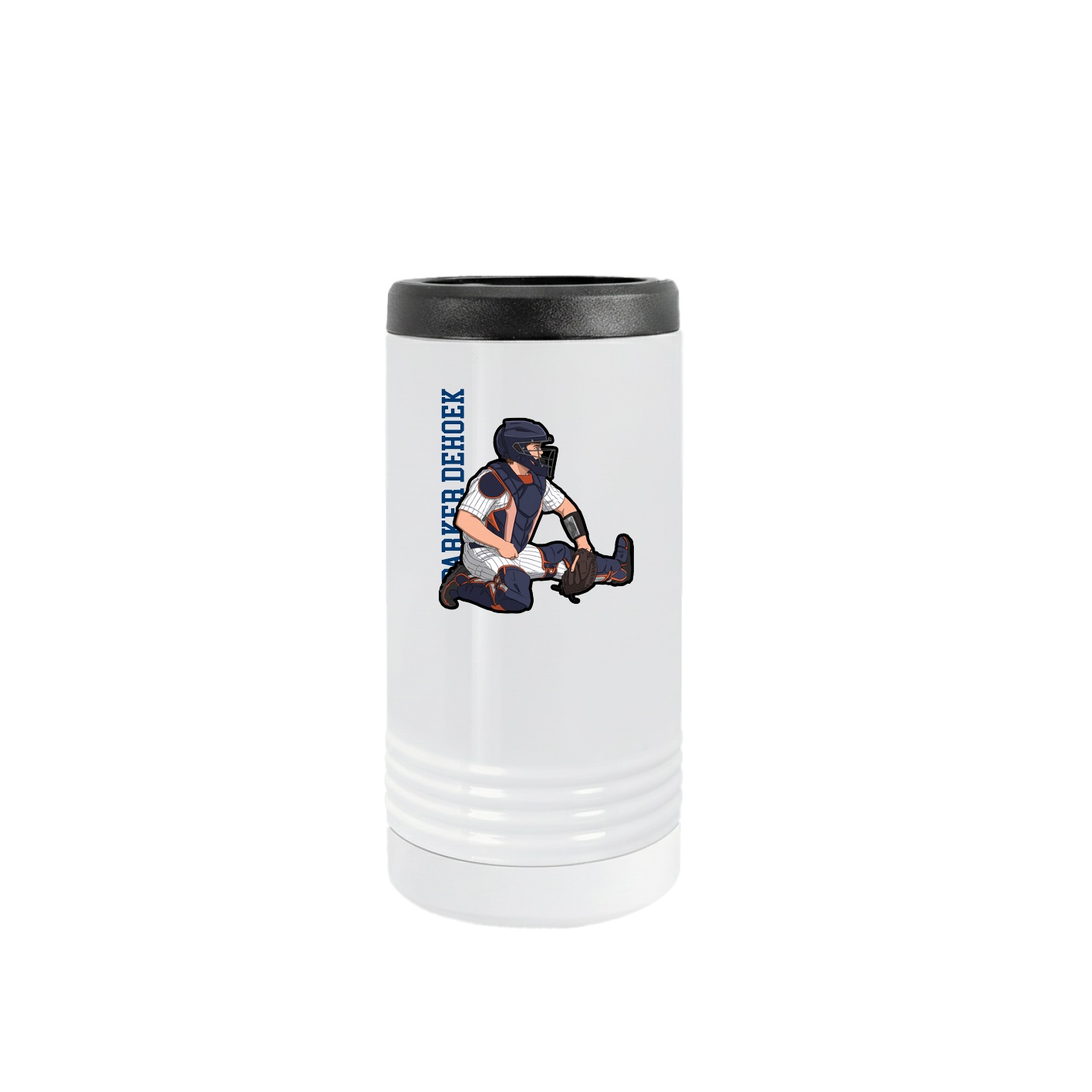 Slim Beverage Holder — Name Vertical in White