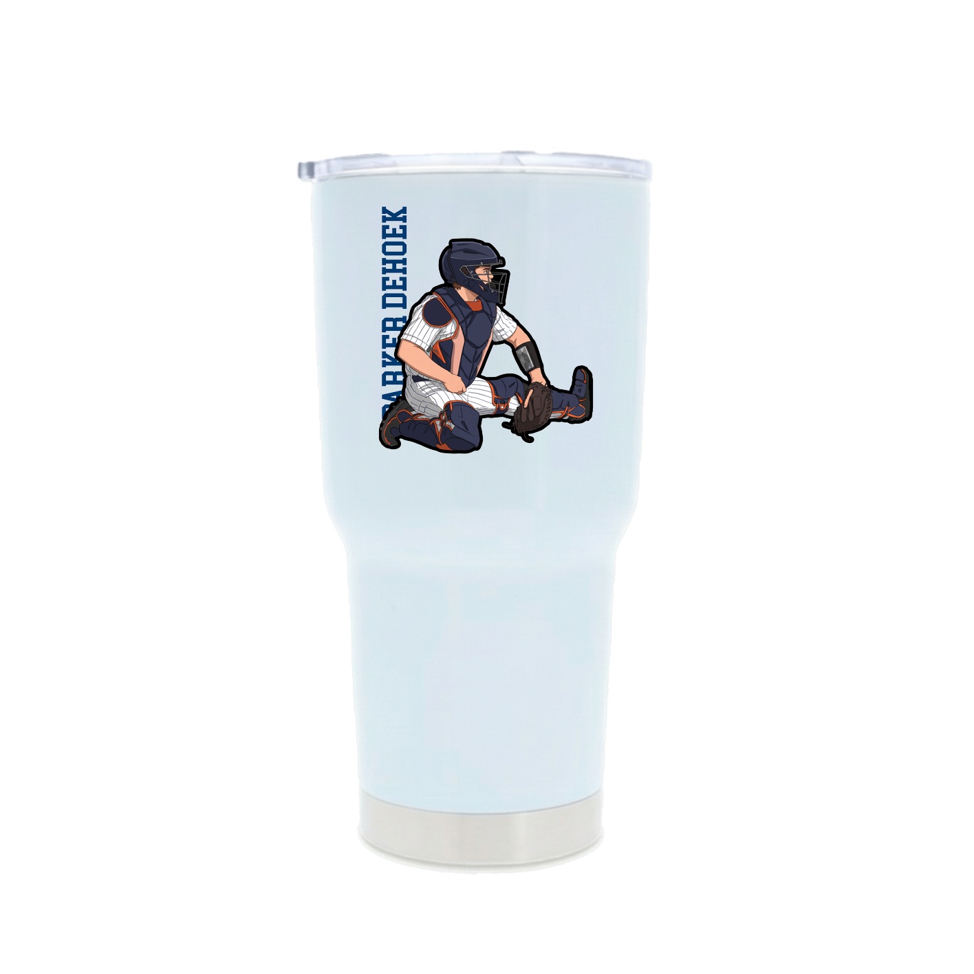 30oz Stainless Steel Tumbler — Name Vertical in White