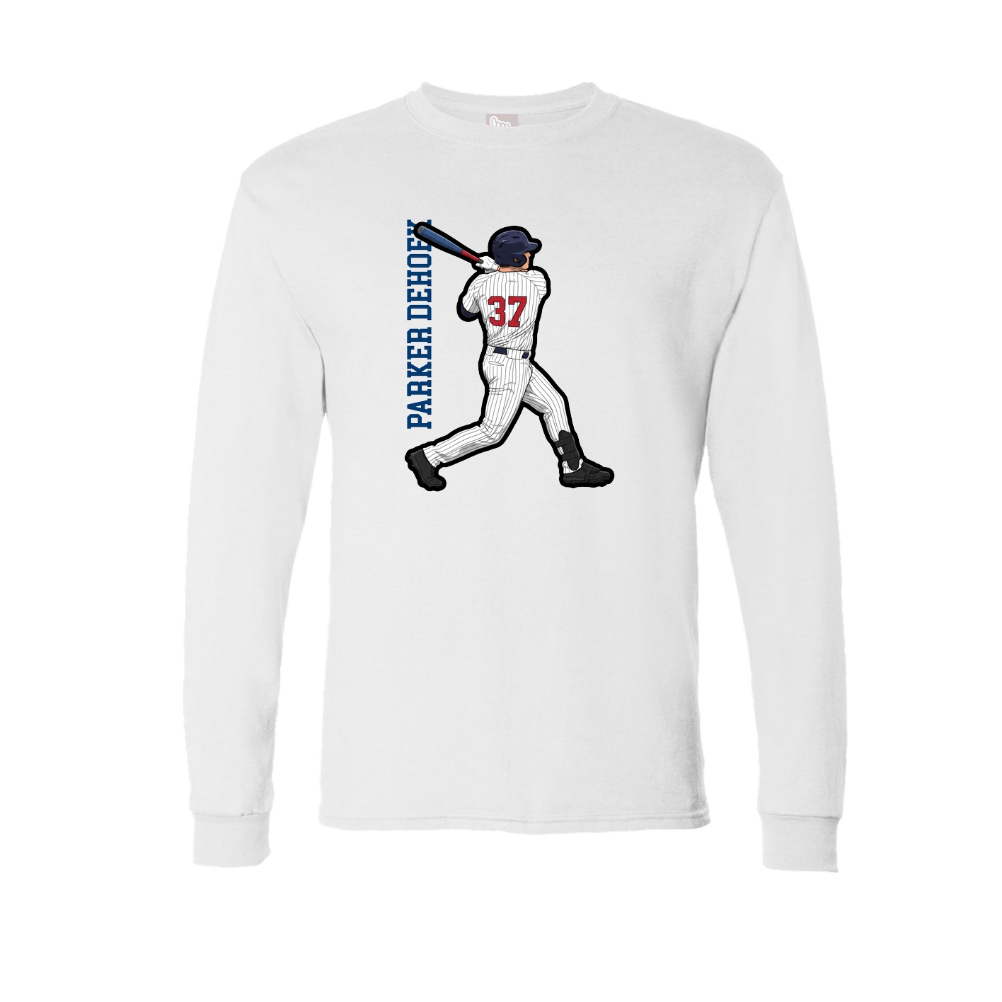 Long Sleeve Tee — Name Vertical in White