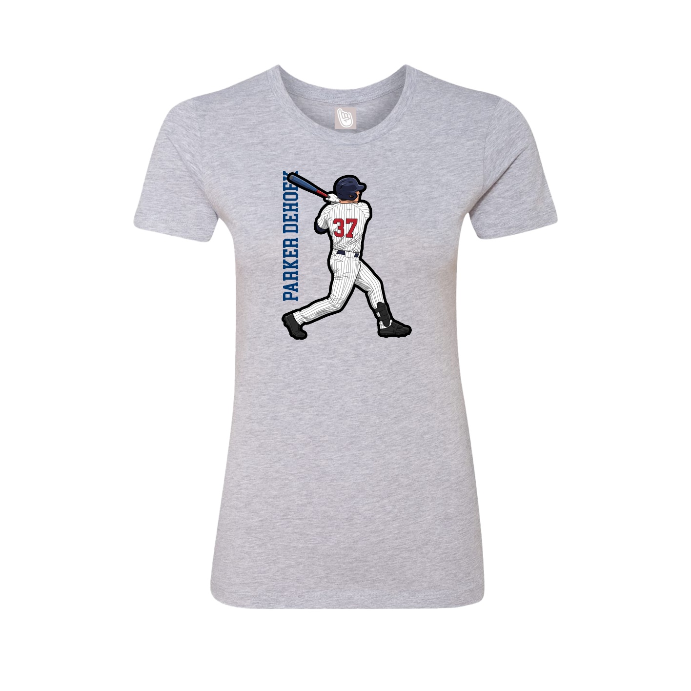 Fitted Women's Tee — Name Vertical in Grey