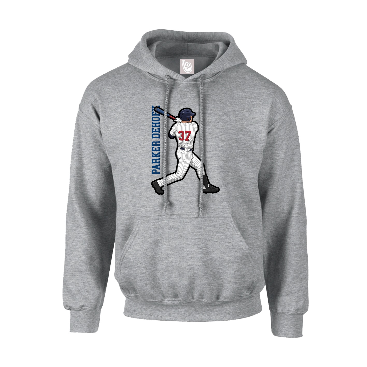 Youth Hoodie — Name Vertical in Grey