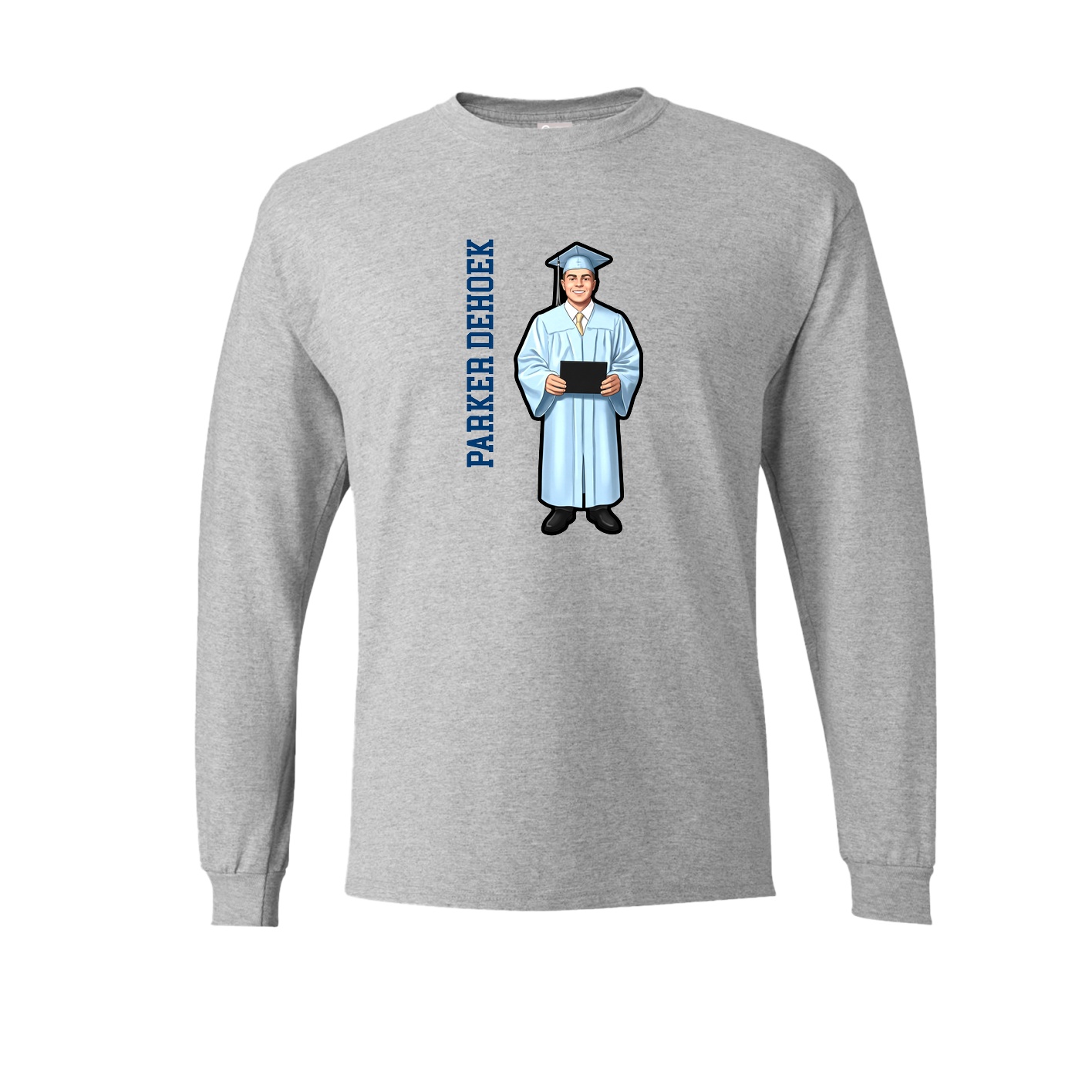 Long Sleeve Tee — Name Vertical in Grey