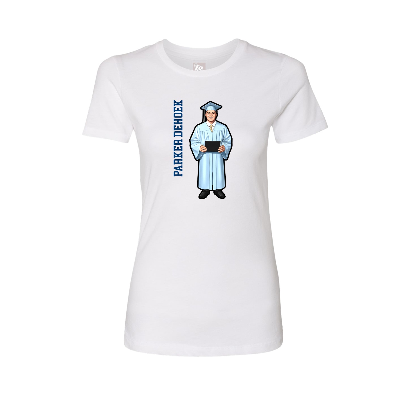 Fitted Women's Tee — Name Vertical in White