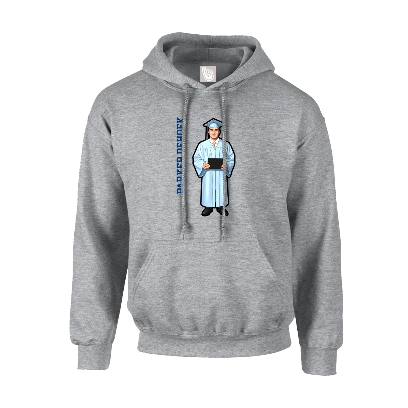 Hoodie — Name Vertical in Grey