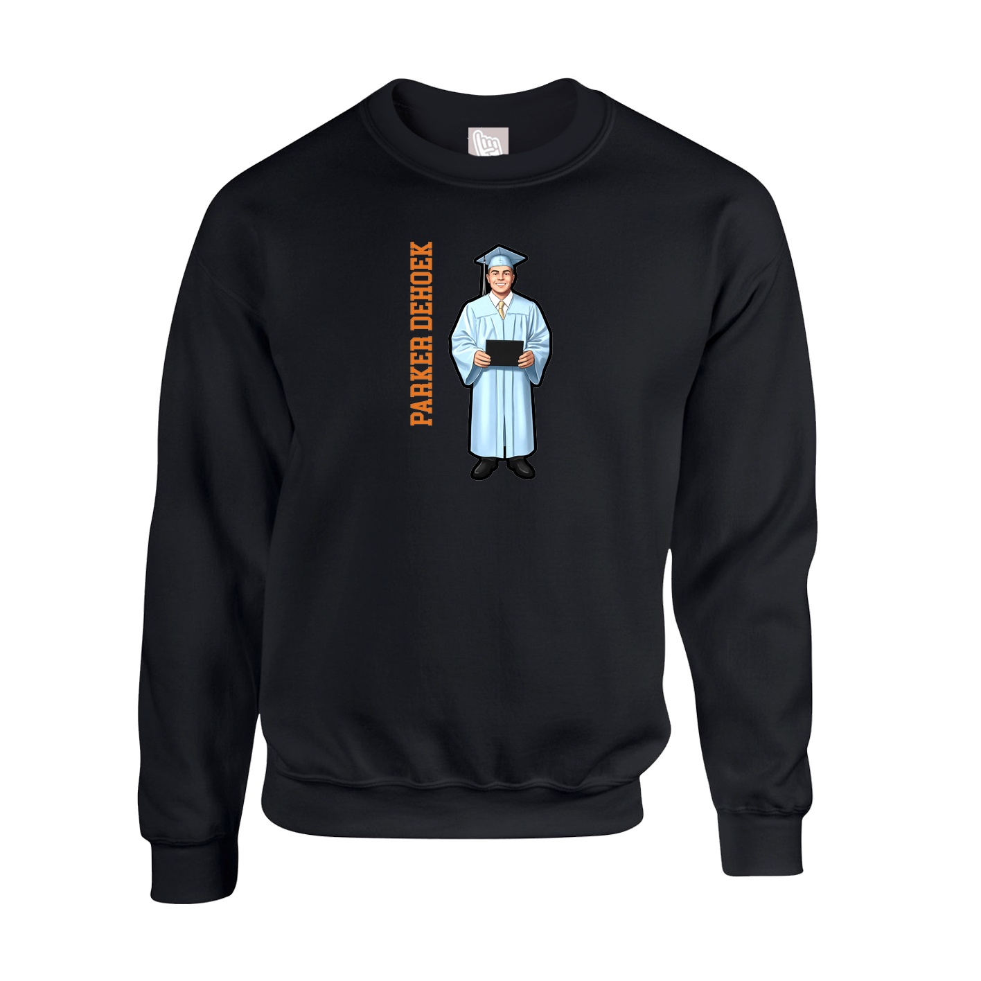 Fleece Crew — Name Vertical in Black