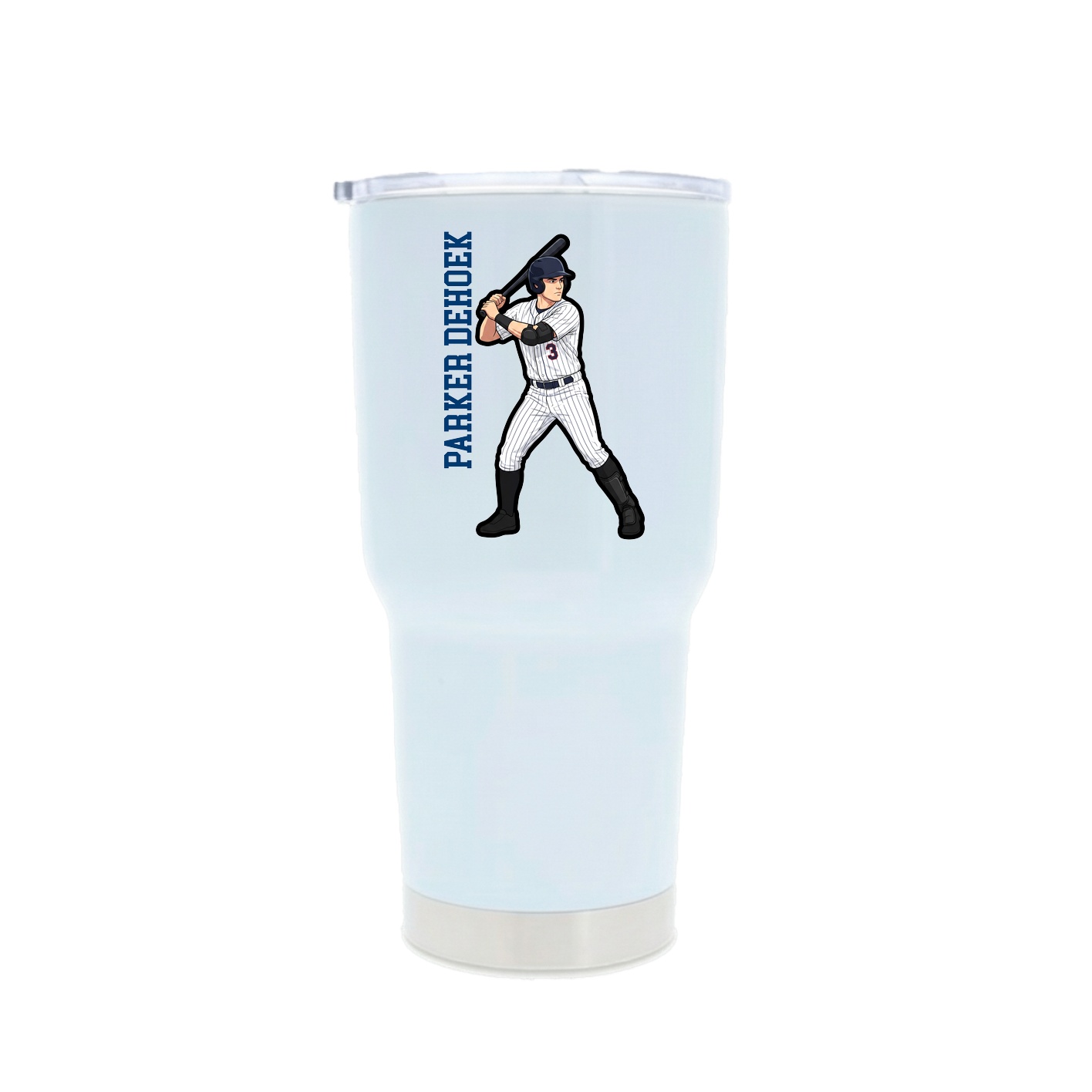 30oz Stainless Steel Tumbler — Name Vertical in White