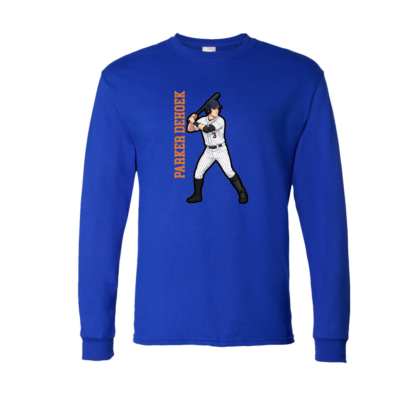 Long Sleeve Tee — Name Vertical in Royal