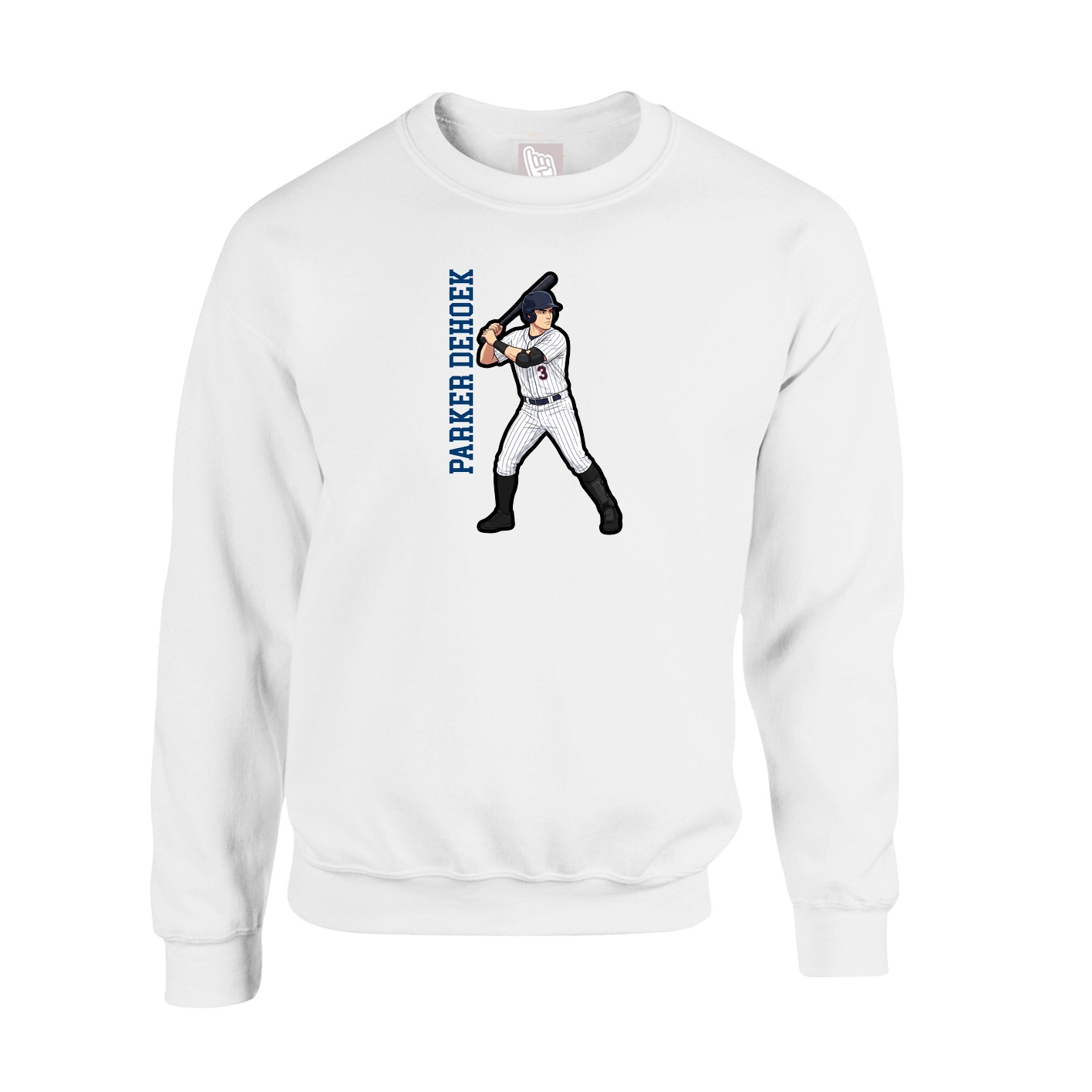 Fleece Crew — Name Vertical in White
