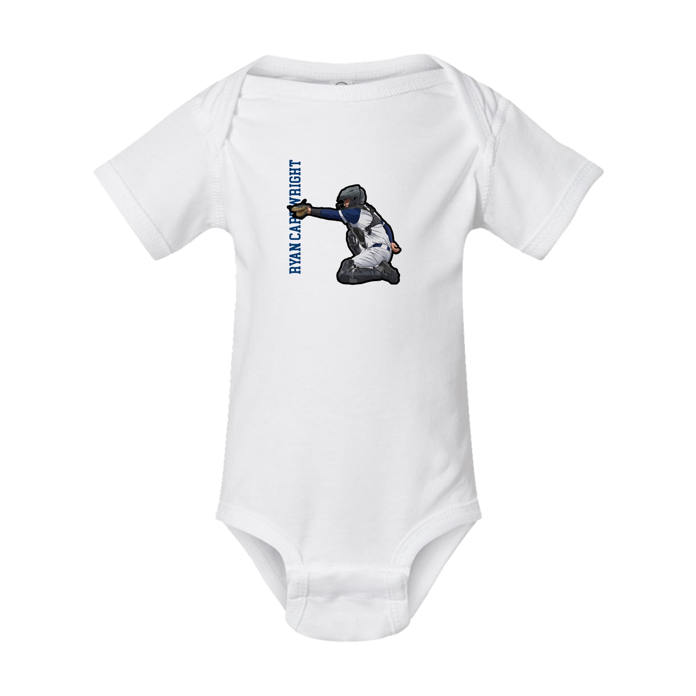 Baby Onesie — Name Vertical in White