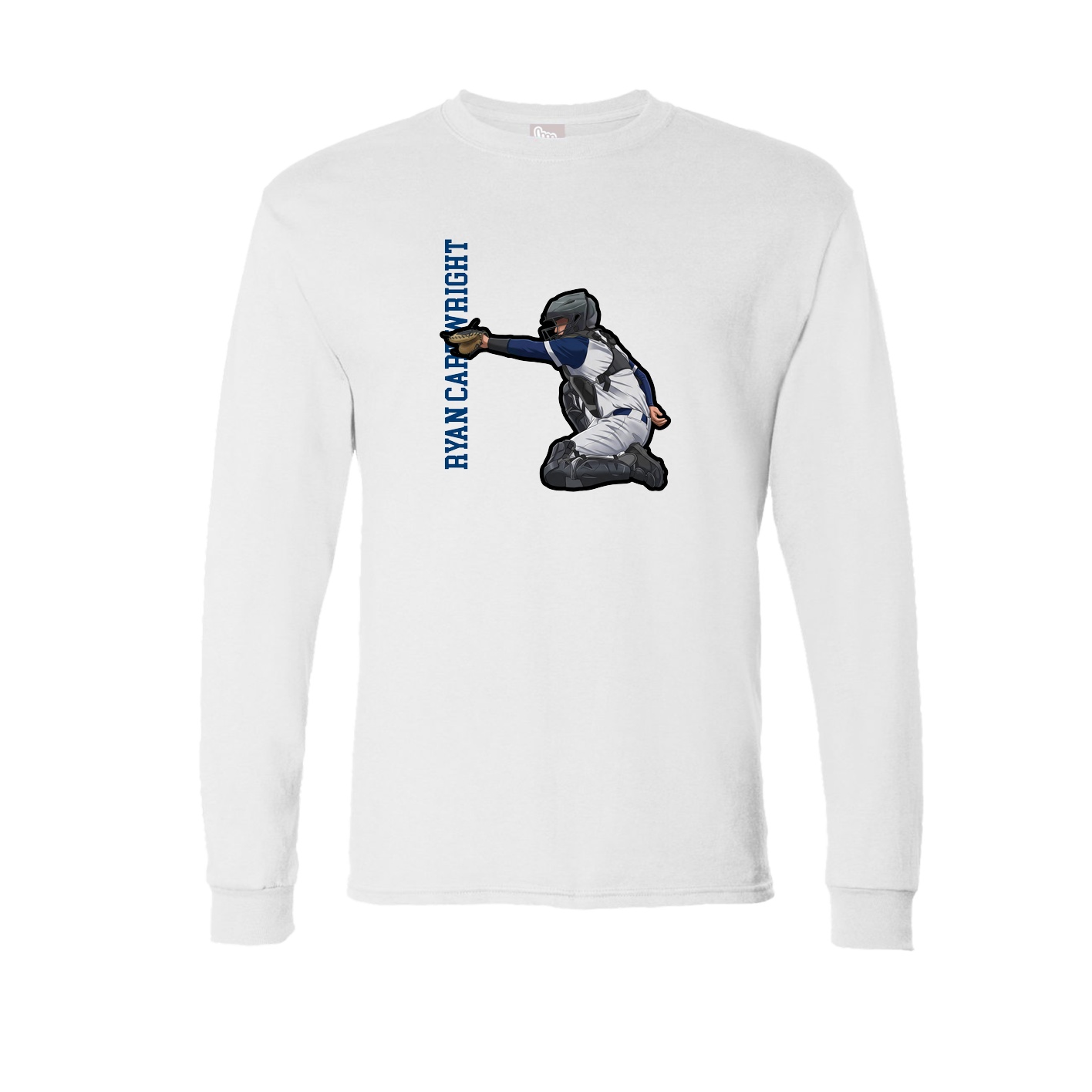 Long Sleeve Tee — Name Vertical in White