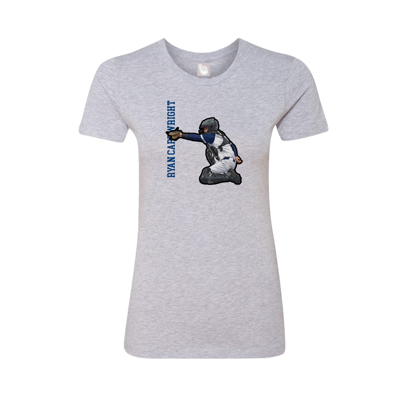 Fitted Women's Tee — Name Vertical in Grey