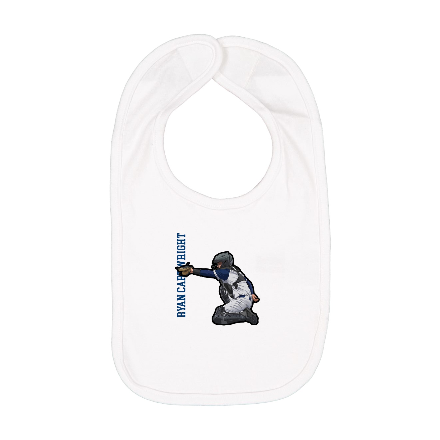 Infant Bib — Name Vertical in White