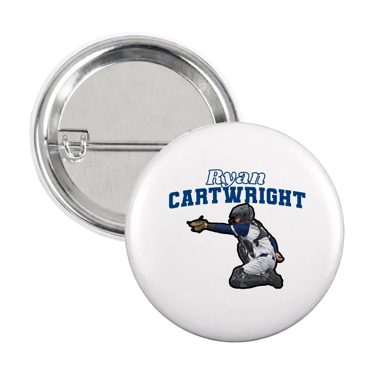 Game Day Button — Name Arch in White
