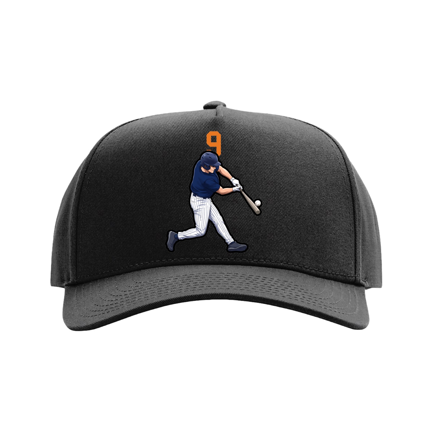 Full Fabric Five-Panel Champ Cap — Number Top in Black