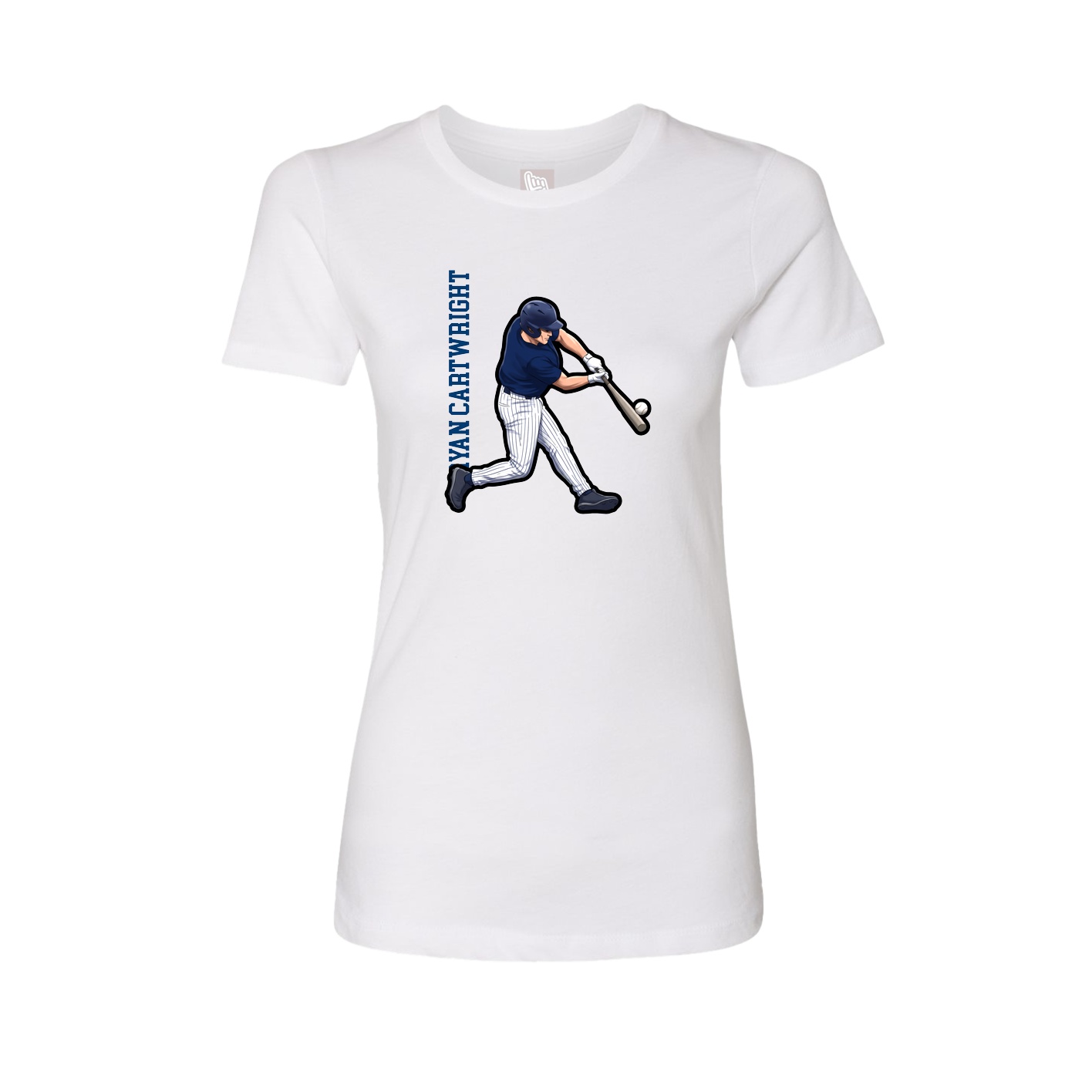 Fitted Women's Tee — Name Vertical in White