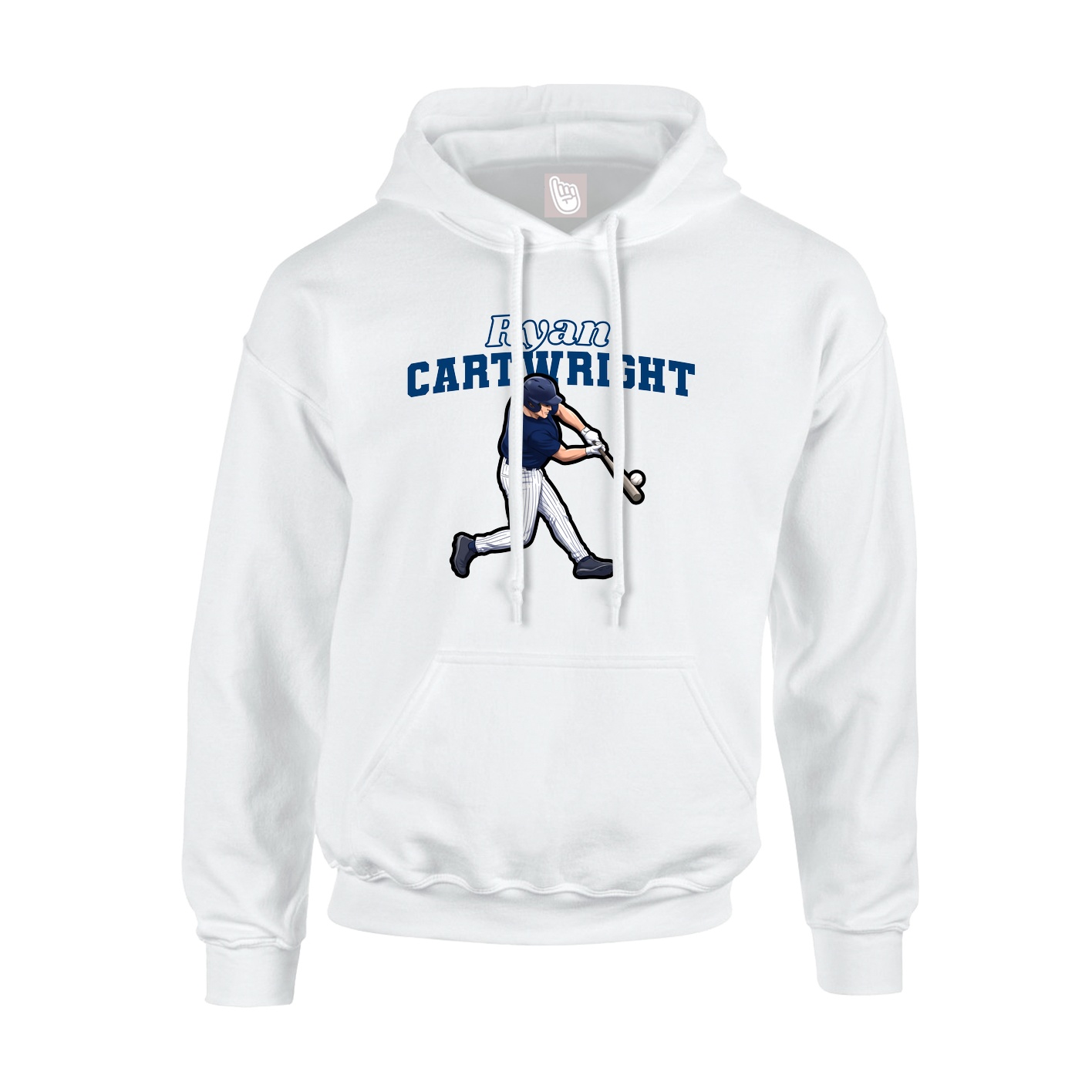 Youth Hoodie — Name Arch in White