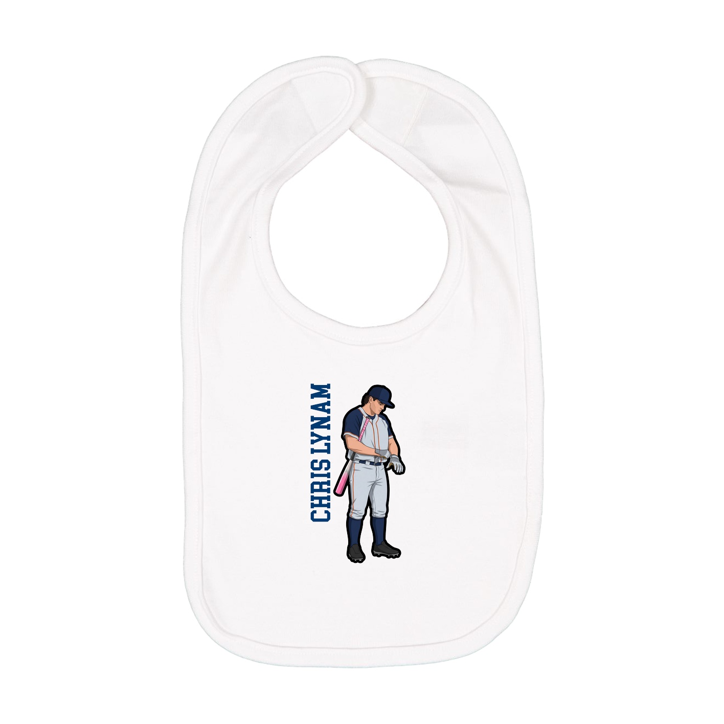 Infant Bib — Name Vertical in White