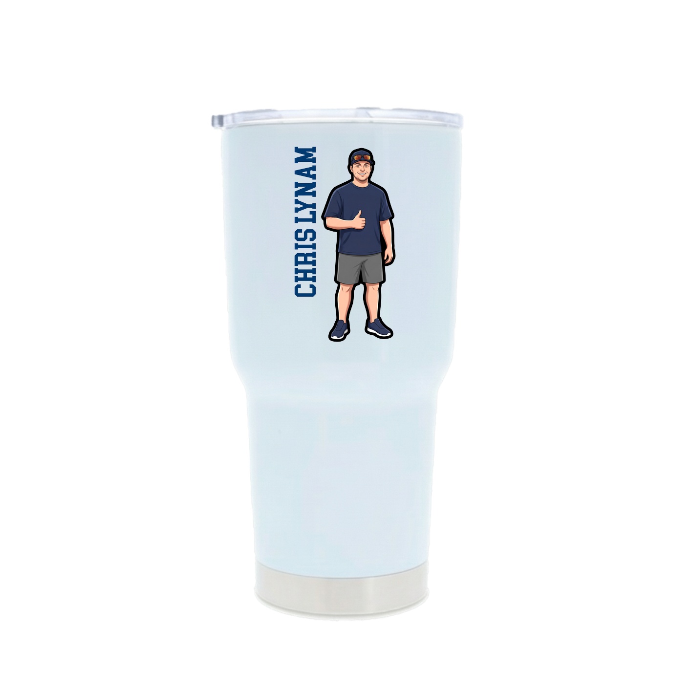 30oz Stainless Steel Tumbler — Name Vertical in White