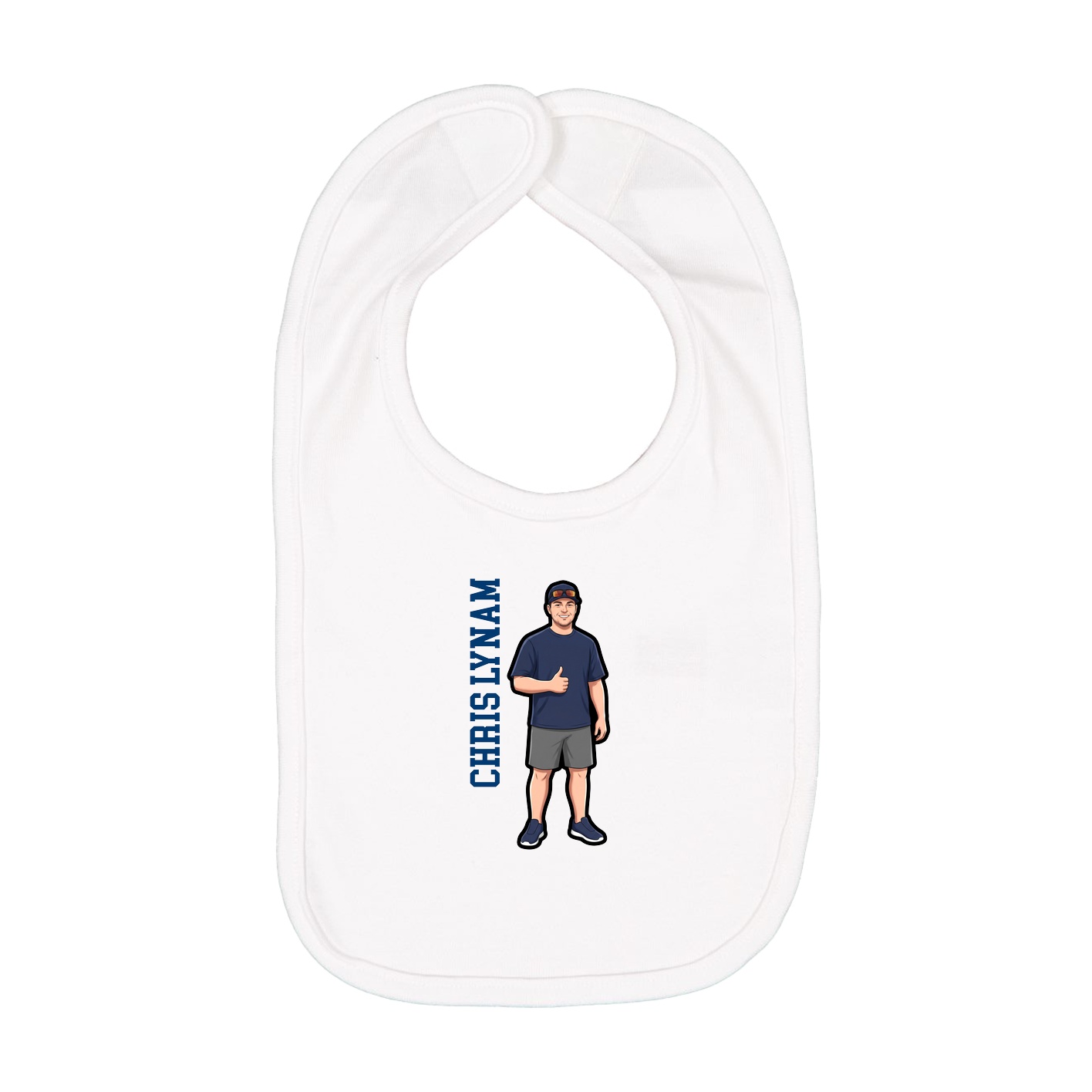 Infant Bib — Name Vertical in White