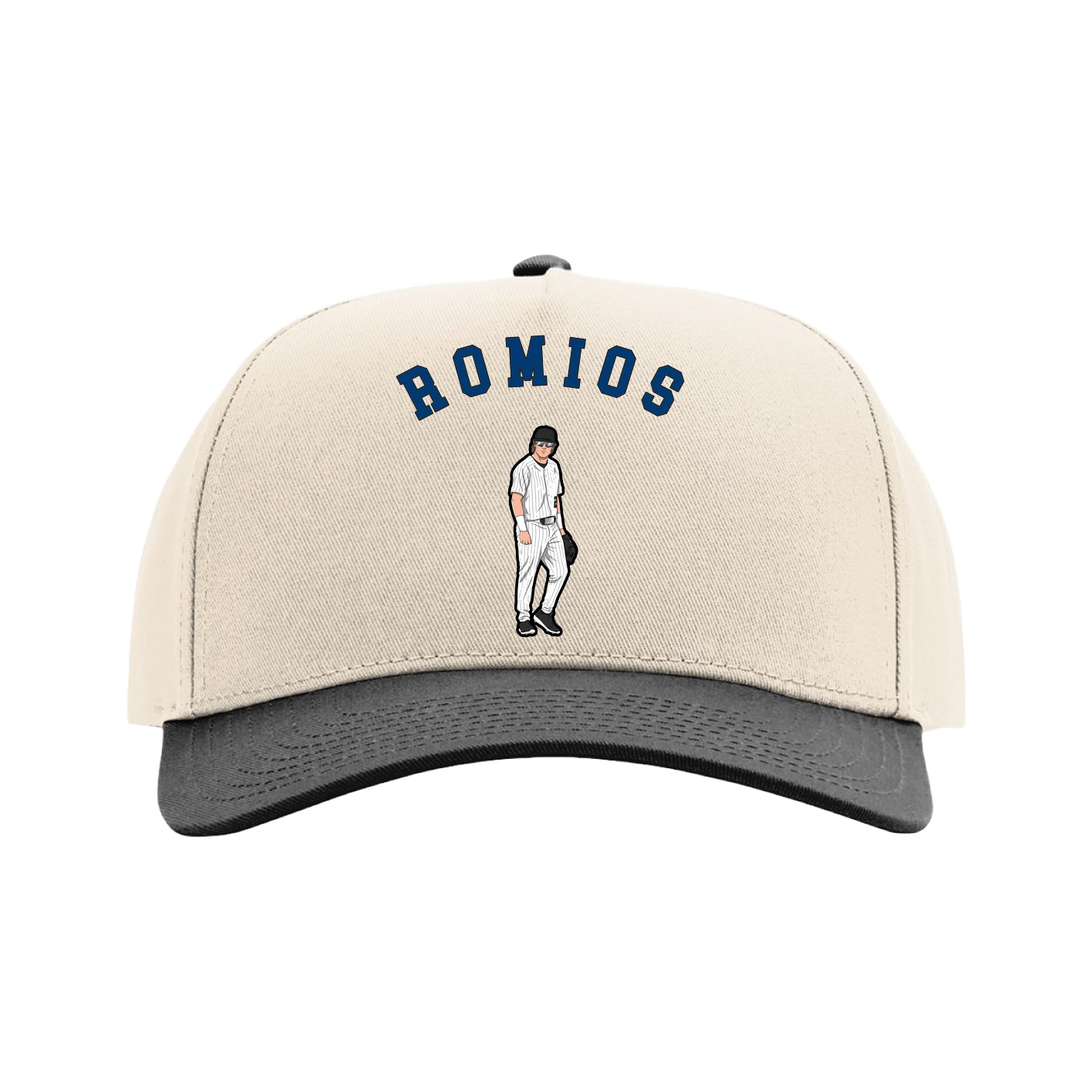 Full Fabric Five-Panel Champ Cap — Shirsey Arch in Cream/Black