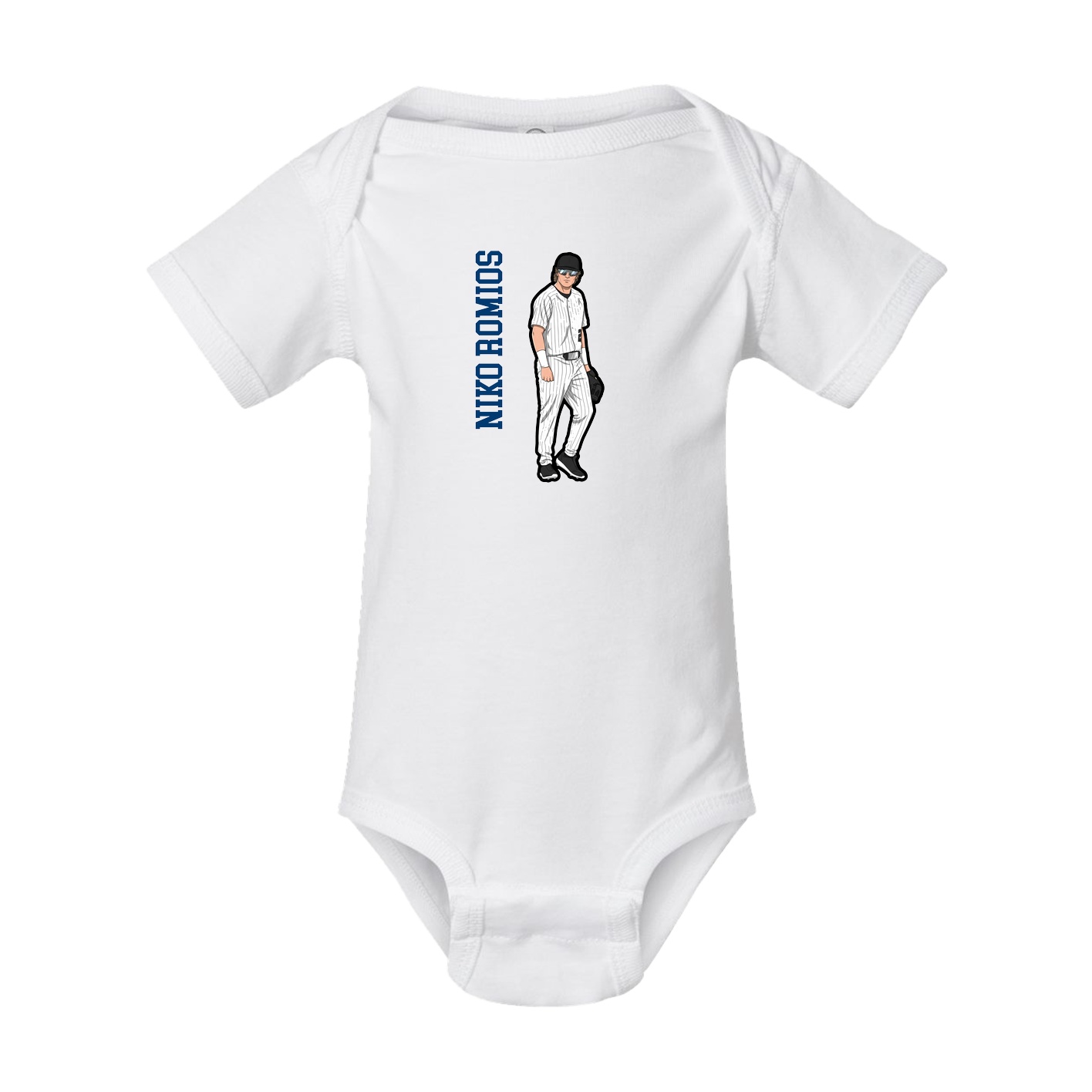 Baby Onesie — Name Vertical in White